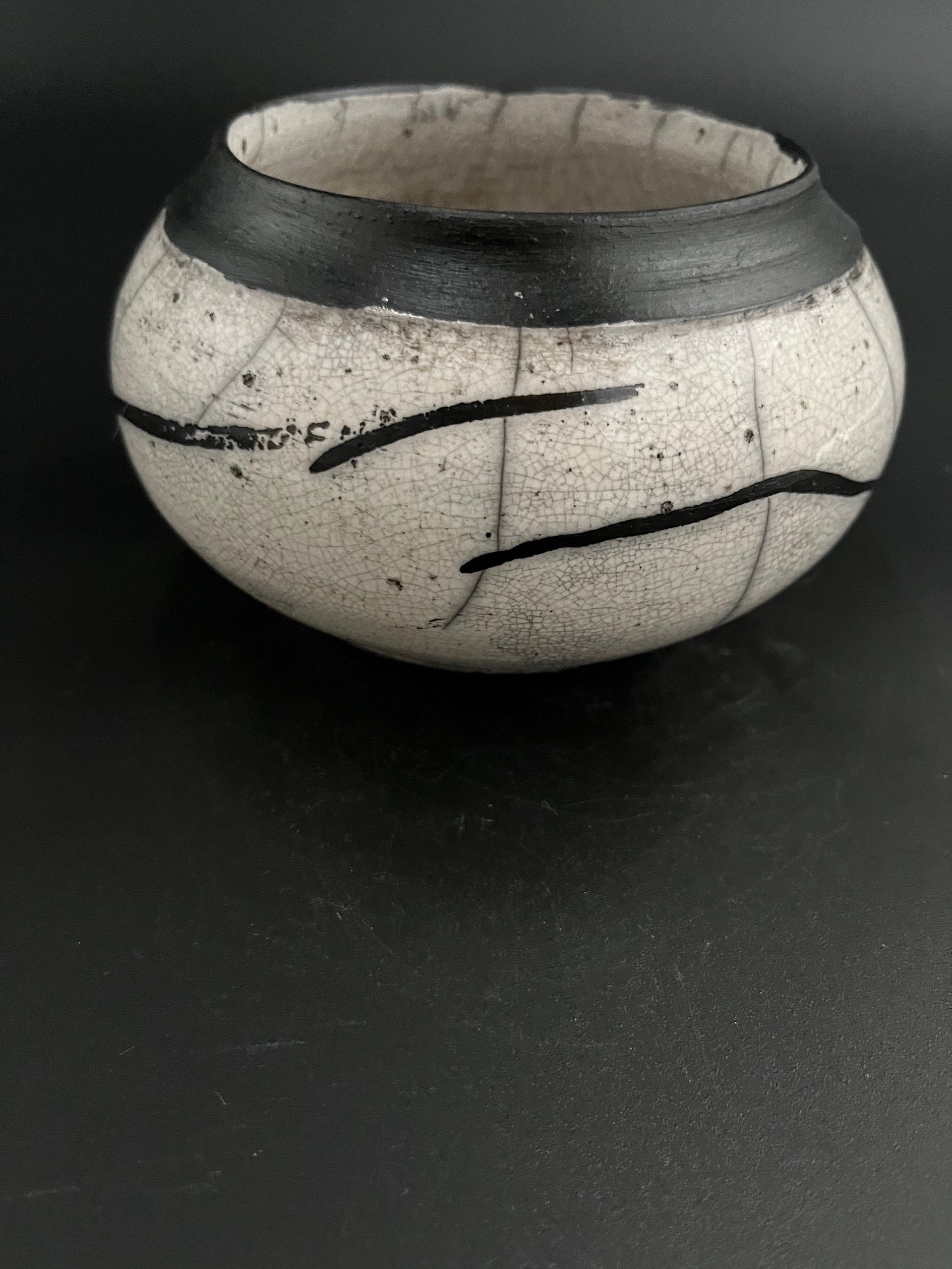 White Crackle Ceramic vase - Raku fired