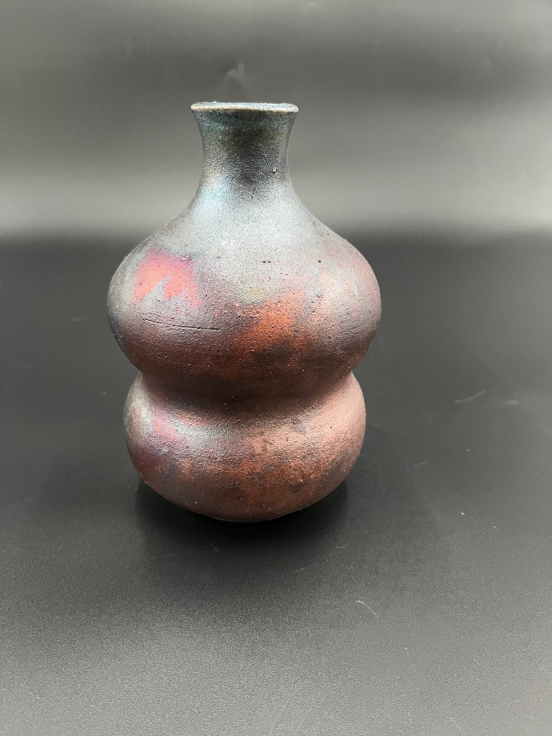 Handmade Irridescent Matte Bubble Vase - Raku fired