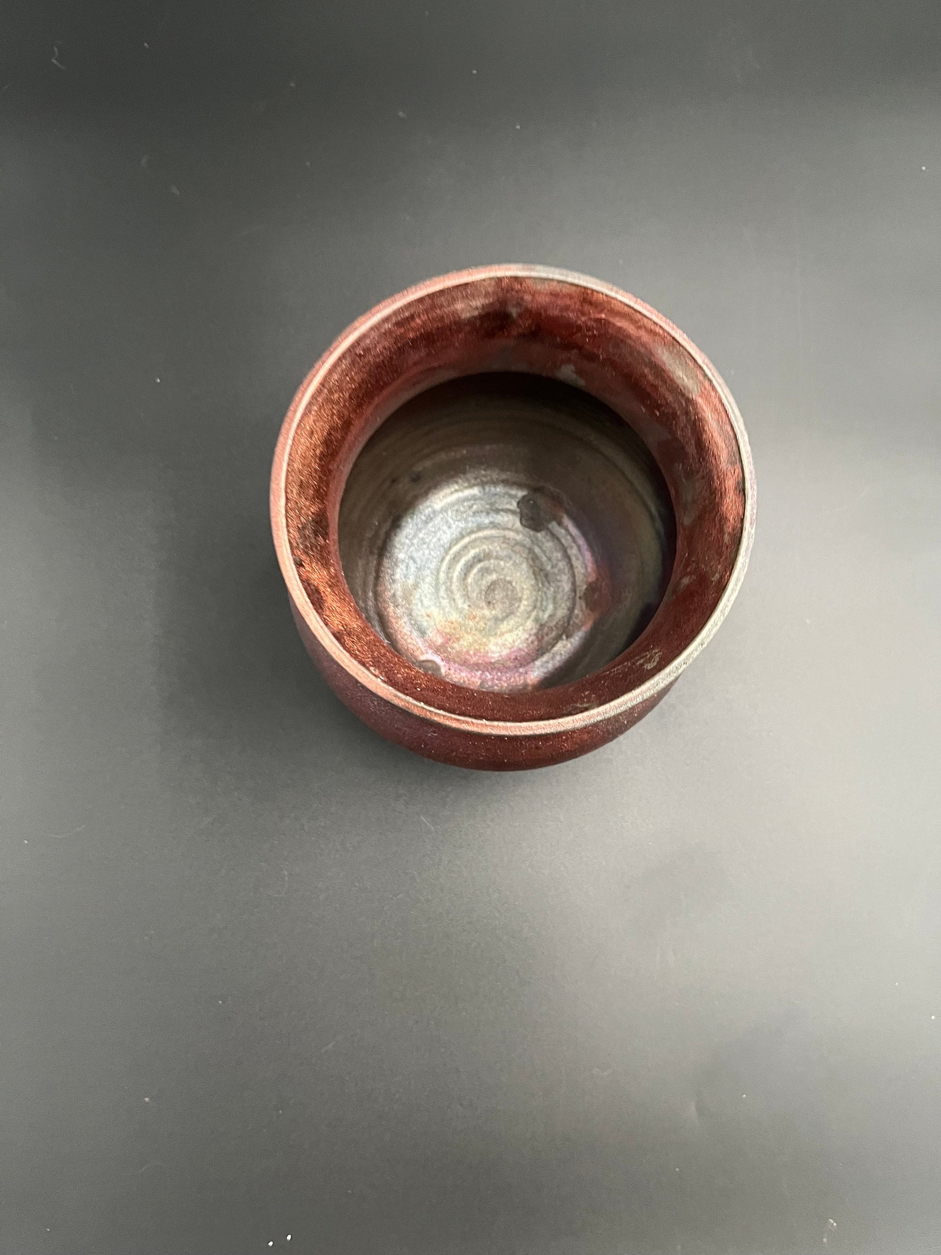 Handmade Irridescent Copper Matte Vase - Raku fired