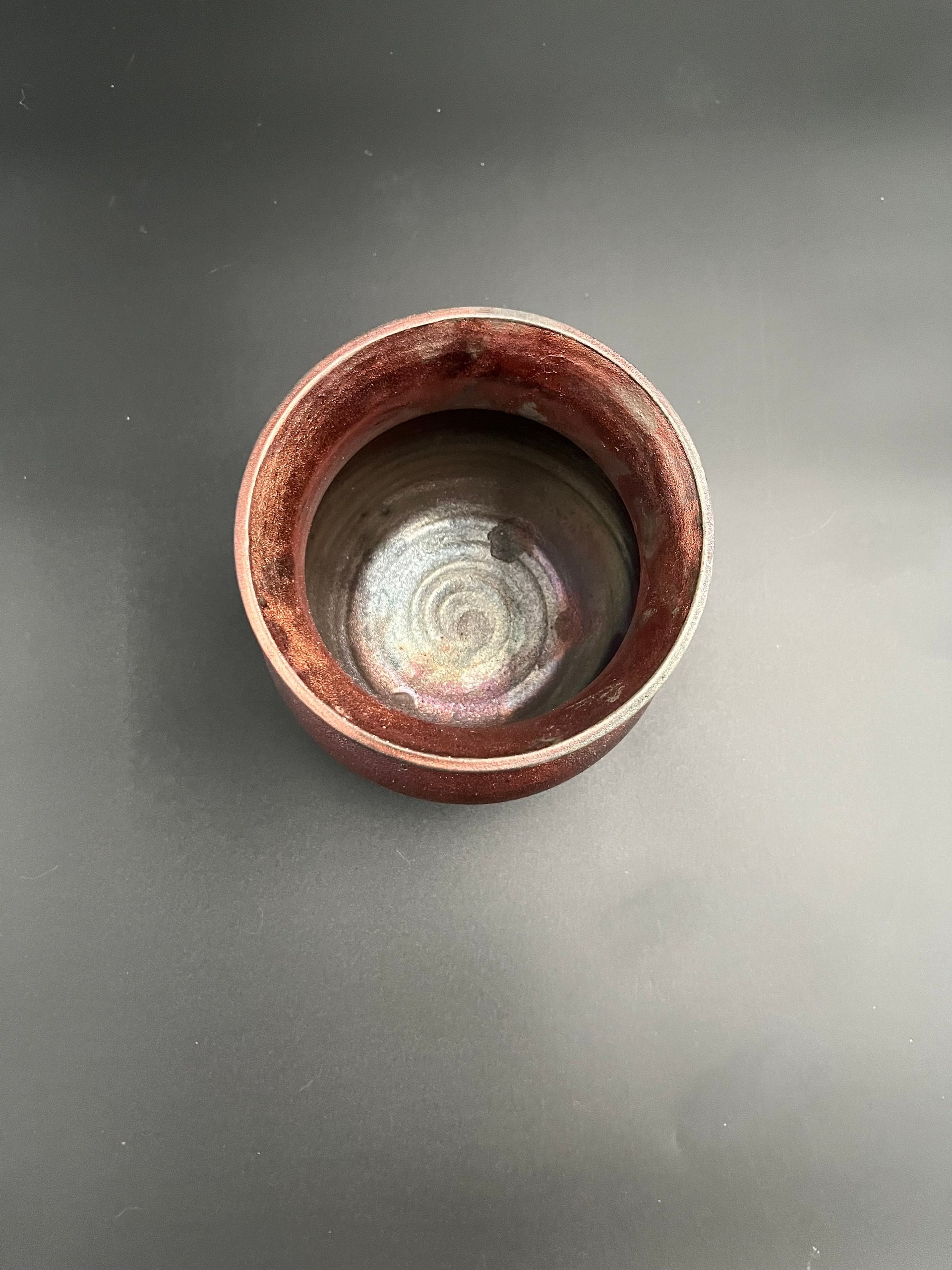 Handmade Irridescent Copper Matte Vase - Raku fired