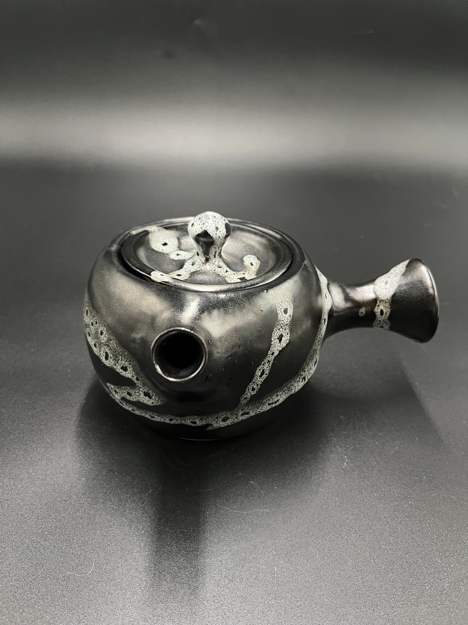 Handmade Black and White Ceramic Tea Pot