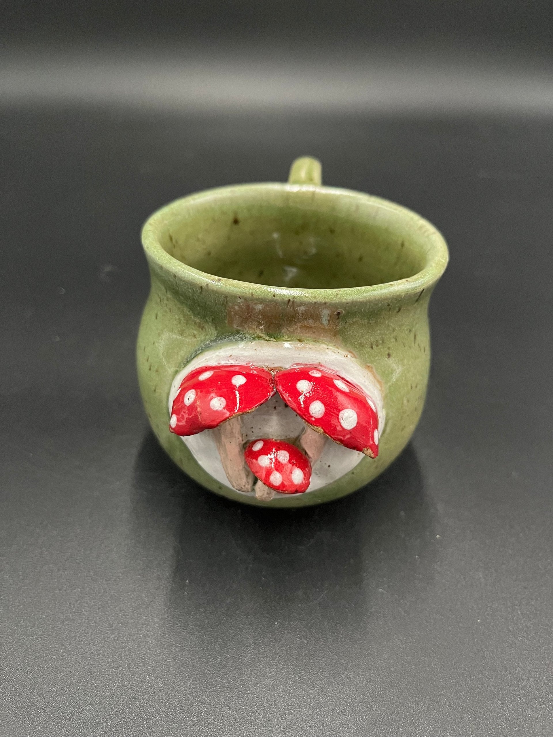 Handmade Green Ceramic Mushroom Mug