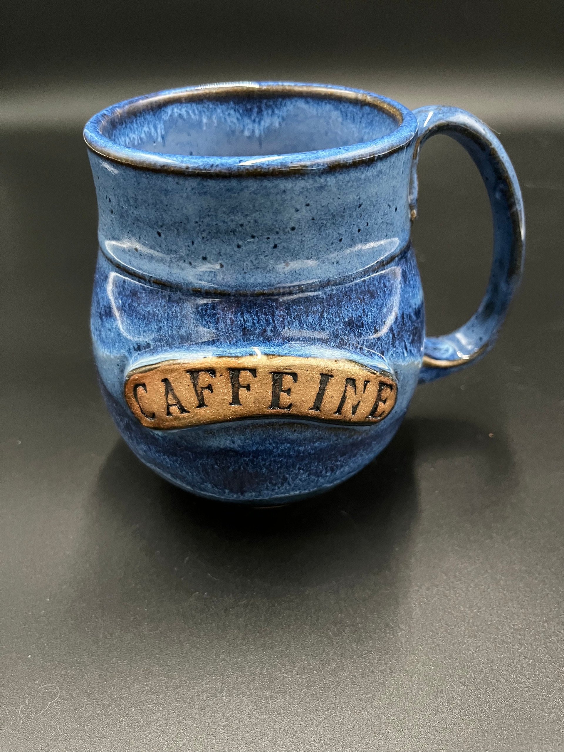 Large Handmade Dripping Blue Ceramic Caffeine Mug