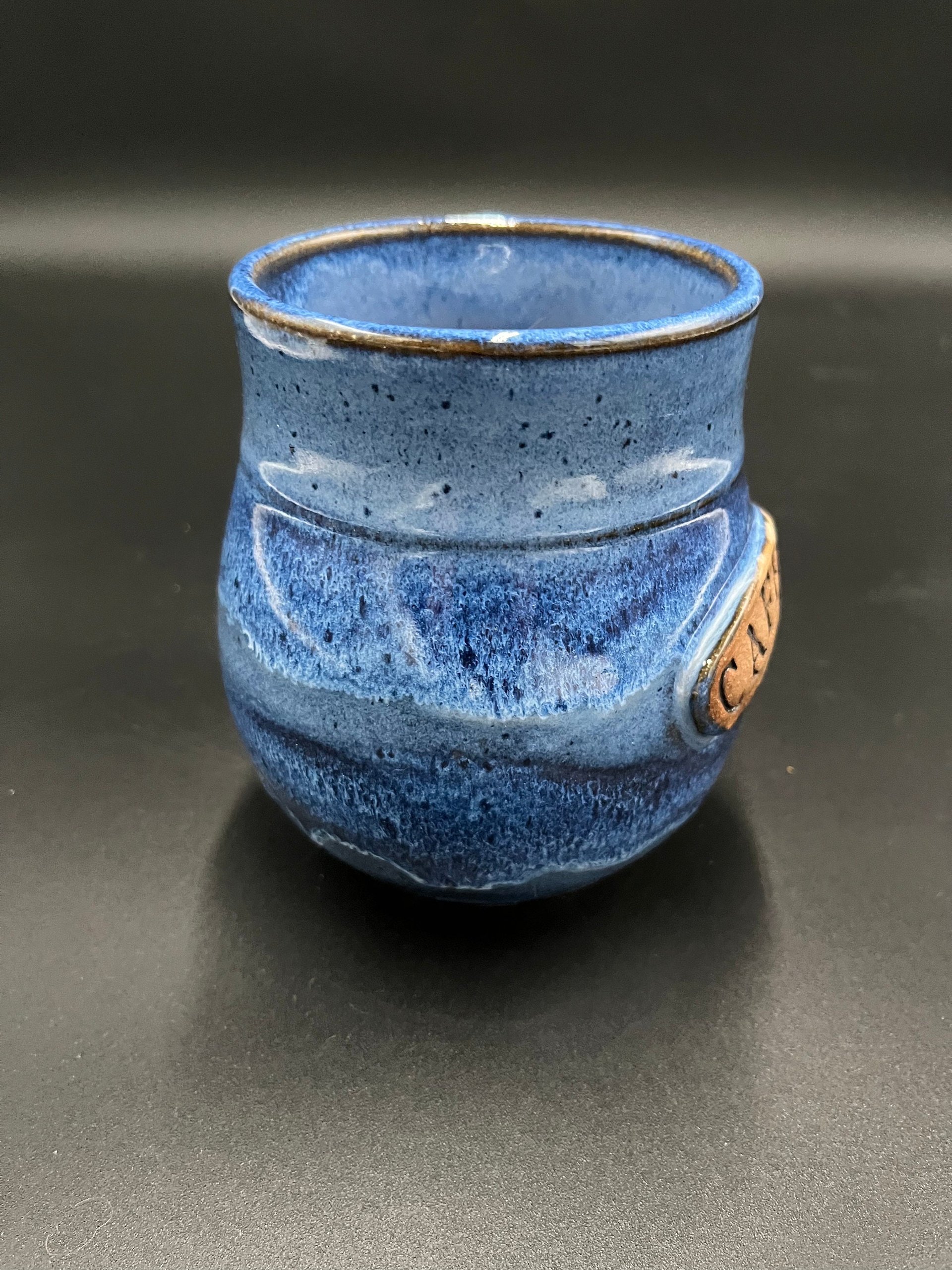 Large Handmade Dripping Blue Ceramic Caffeine Mug