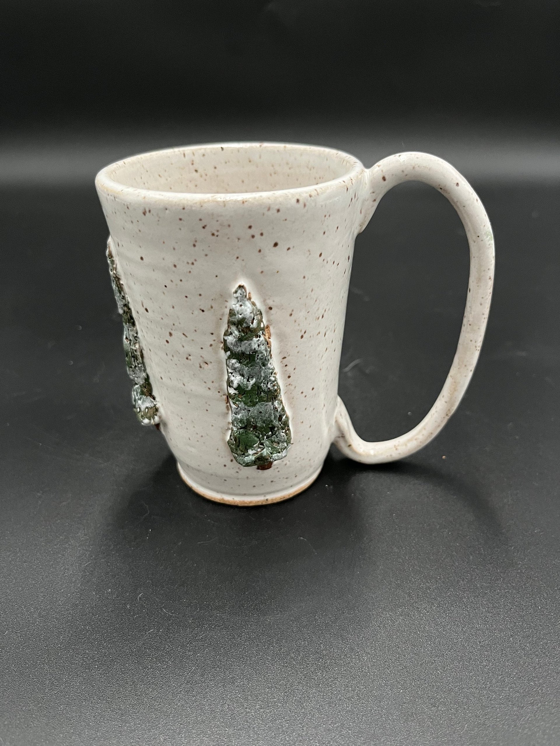 Handmade White Ceramic Christmas Tree Winter Mug