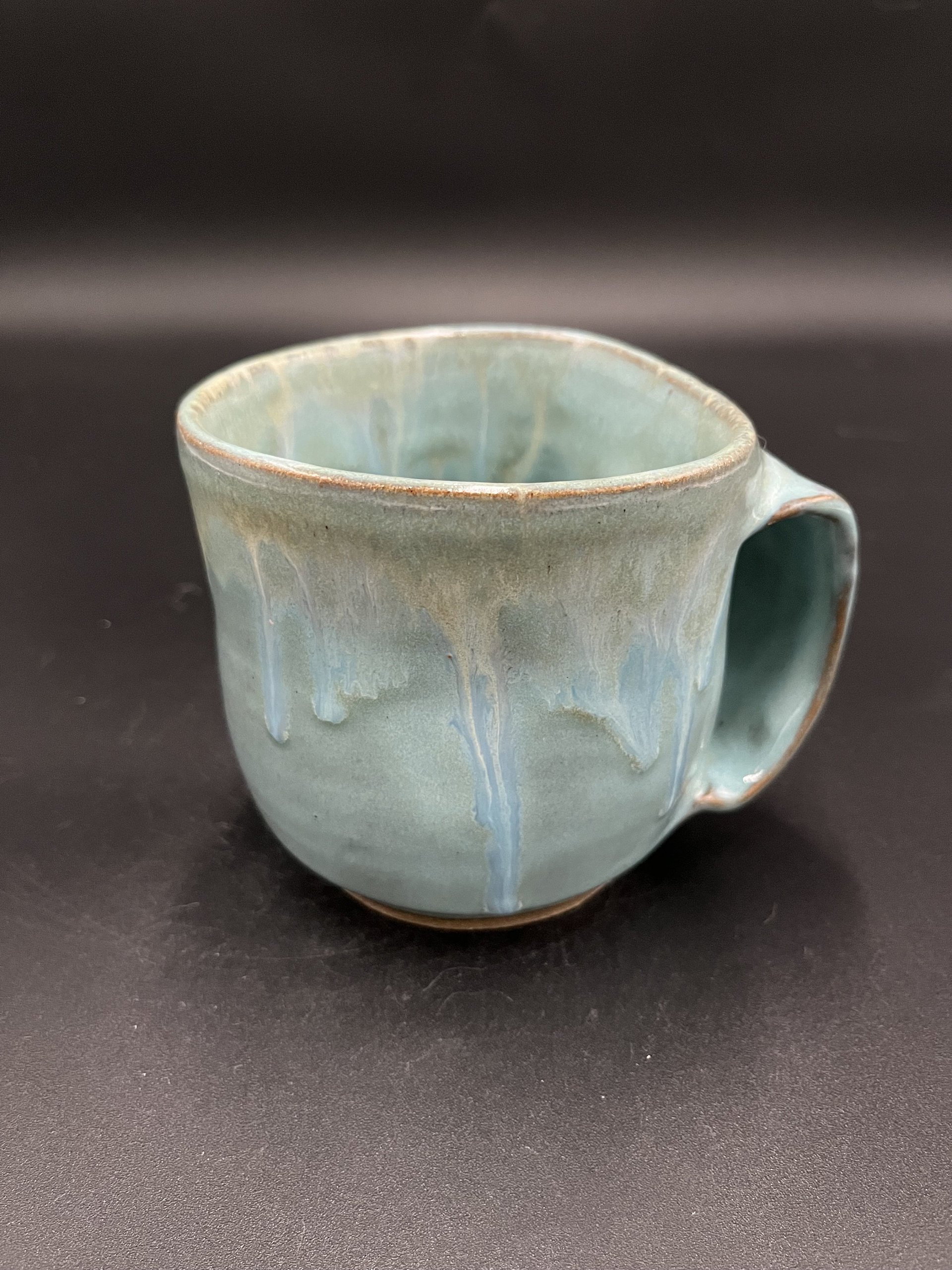 Handmade Blue Ceramic Hand-warmer Mug