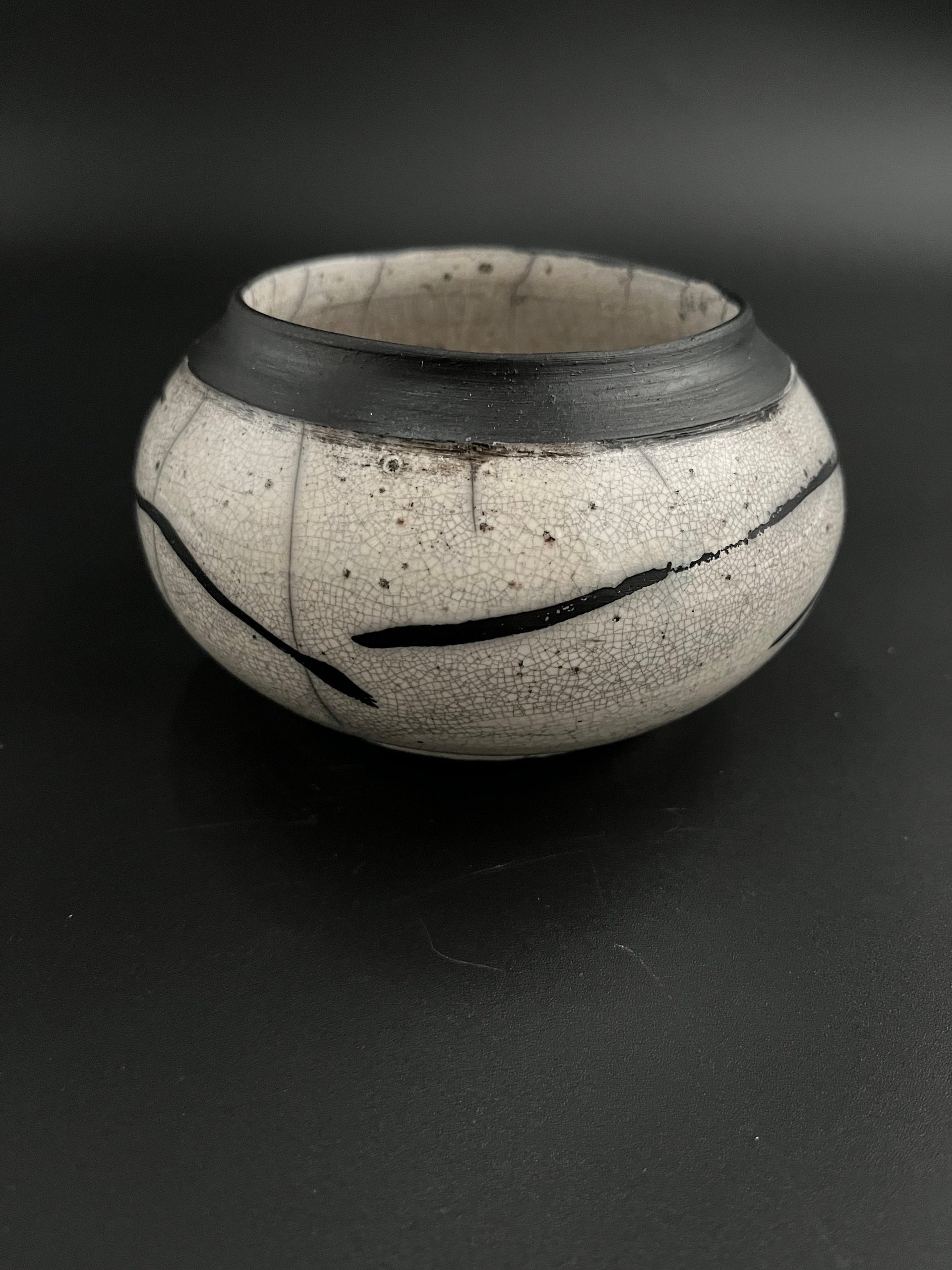 White Crackle Ceramic vase - Raku fired