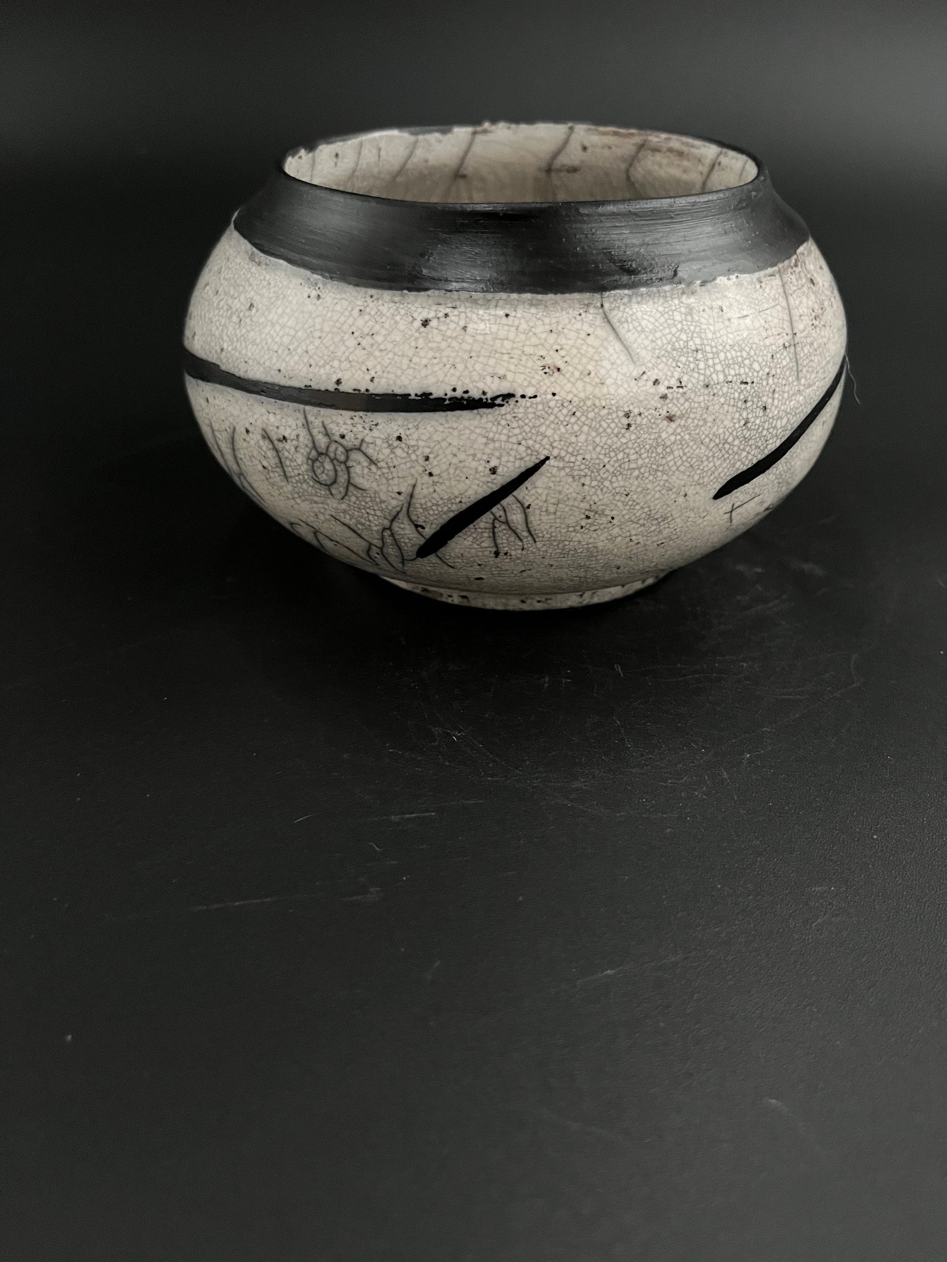 White Crackle Ceramic vase - Raku fired