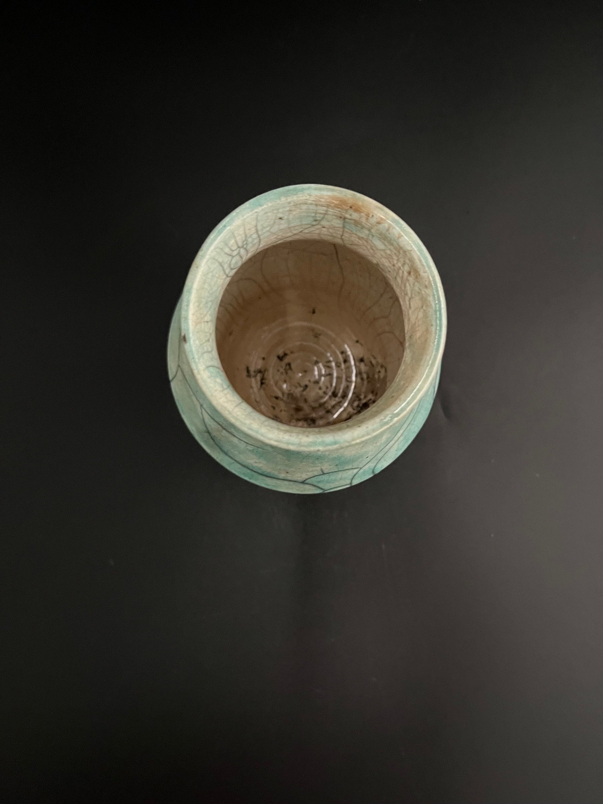 Blue and White Crackle Ceramic vase - Raku fired