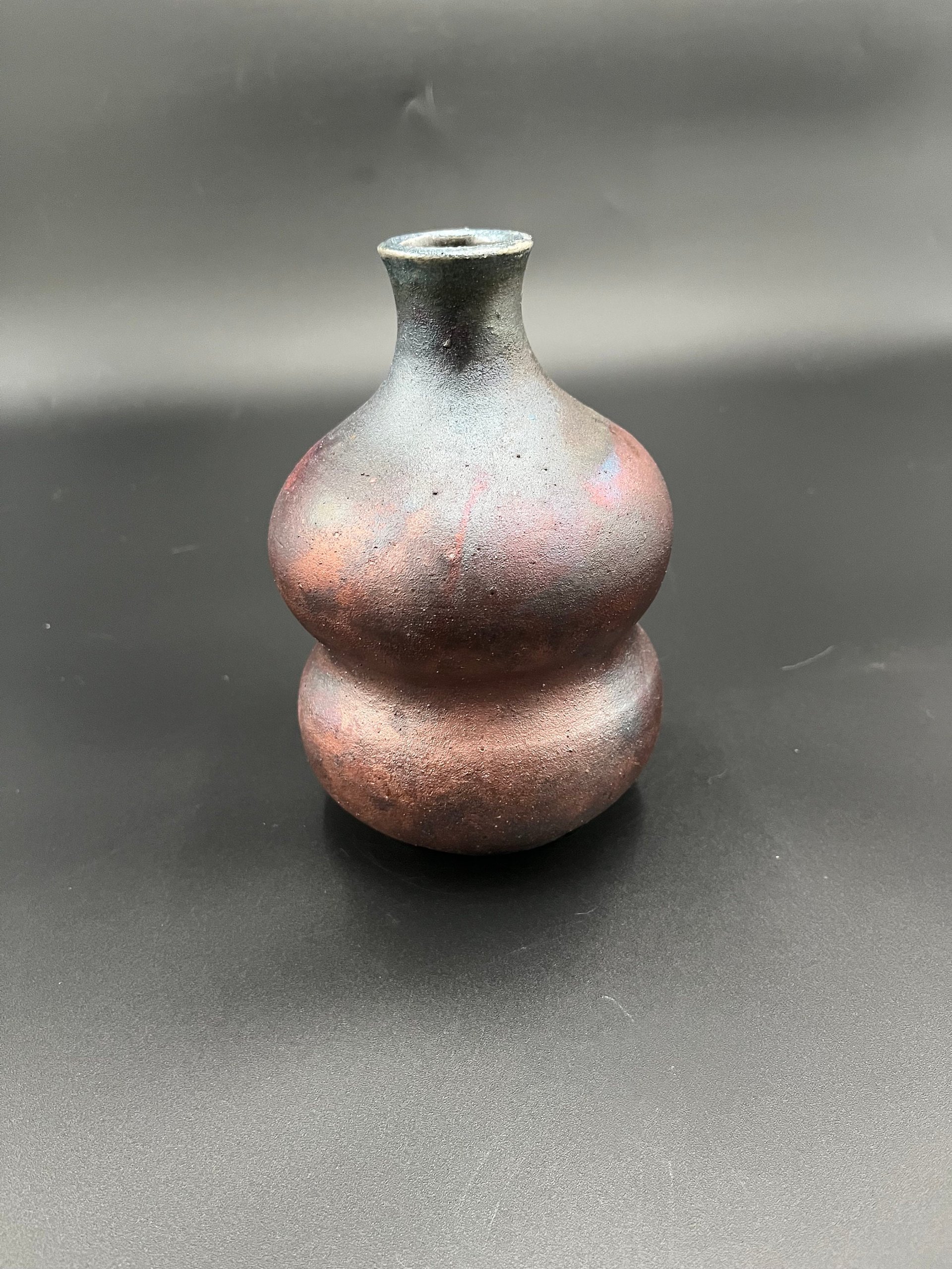 Handmade Irridescent Matte Bubble Vase - Raku fired