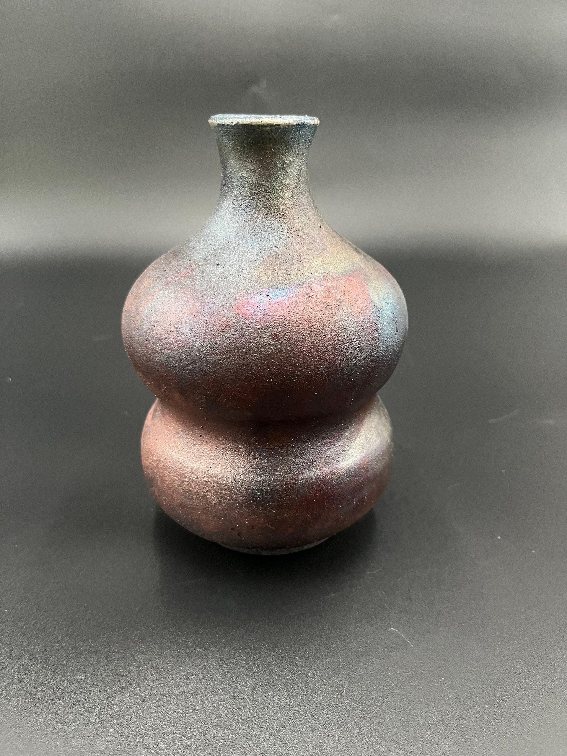 Handmade Irridescent Matte Bubble Vase - Raku fired