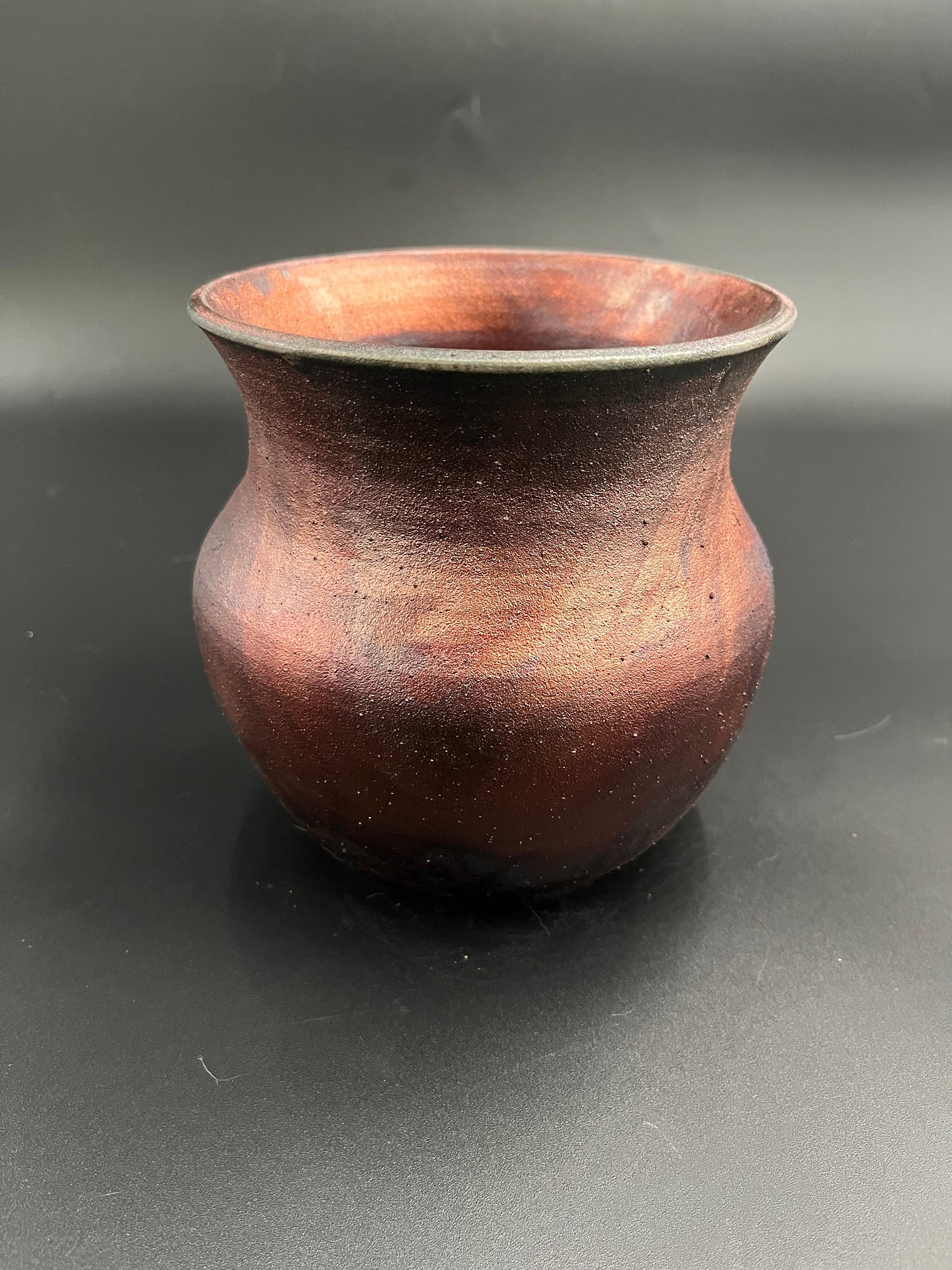 Handmade Irridescent Copper Matte Vase - Raku fired