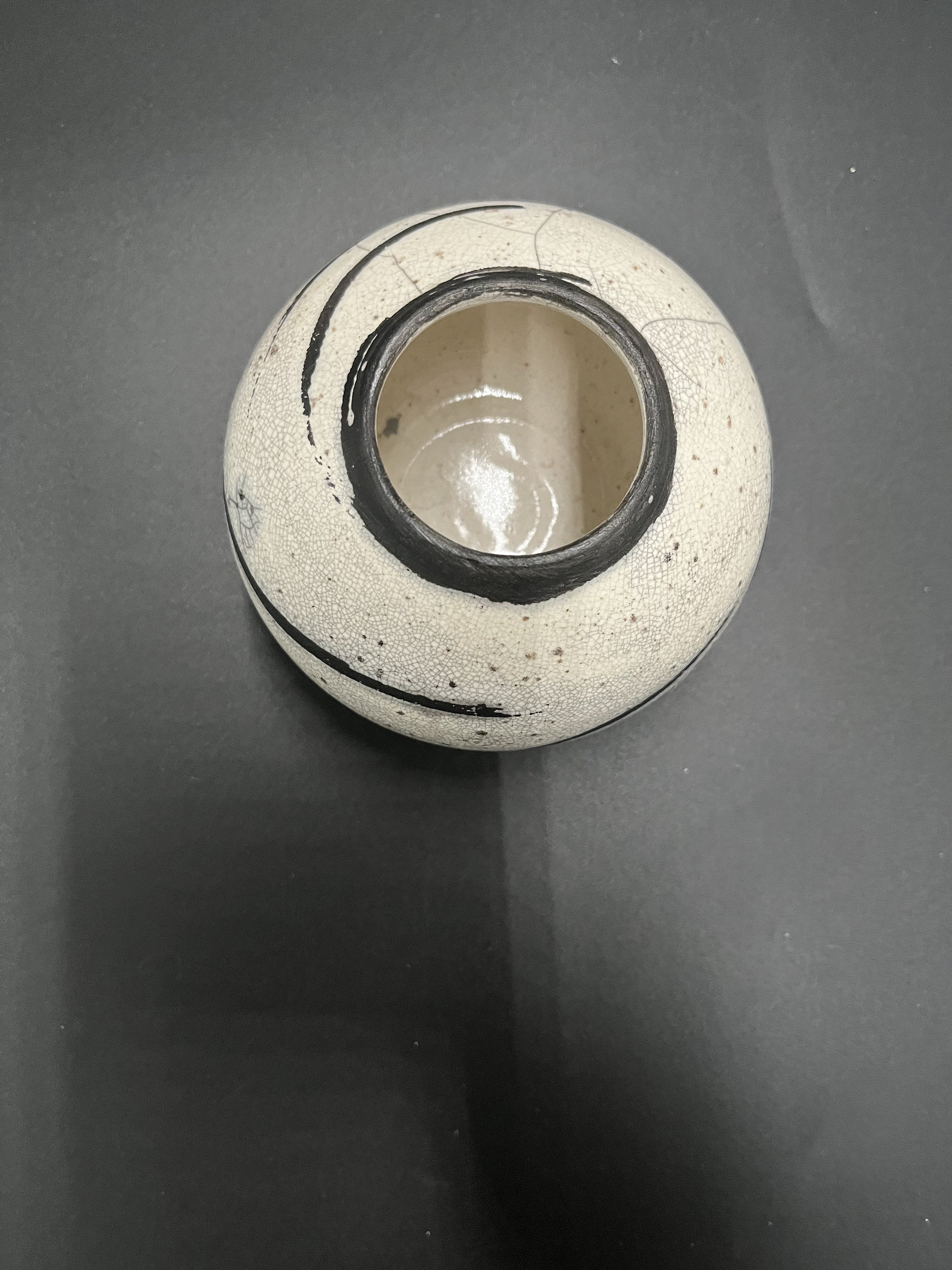Handmade Black and White Crackle Ceramic vase - Raku fired
