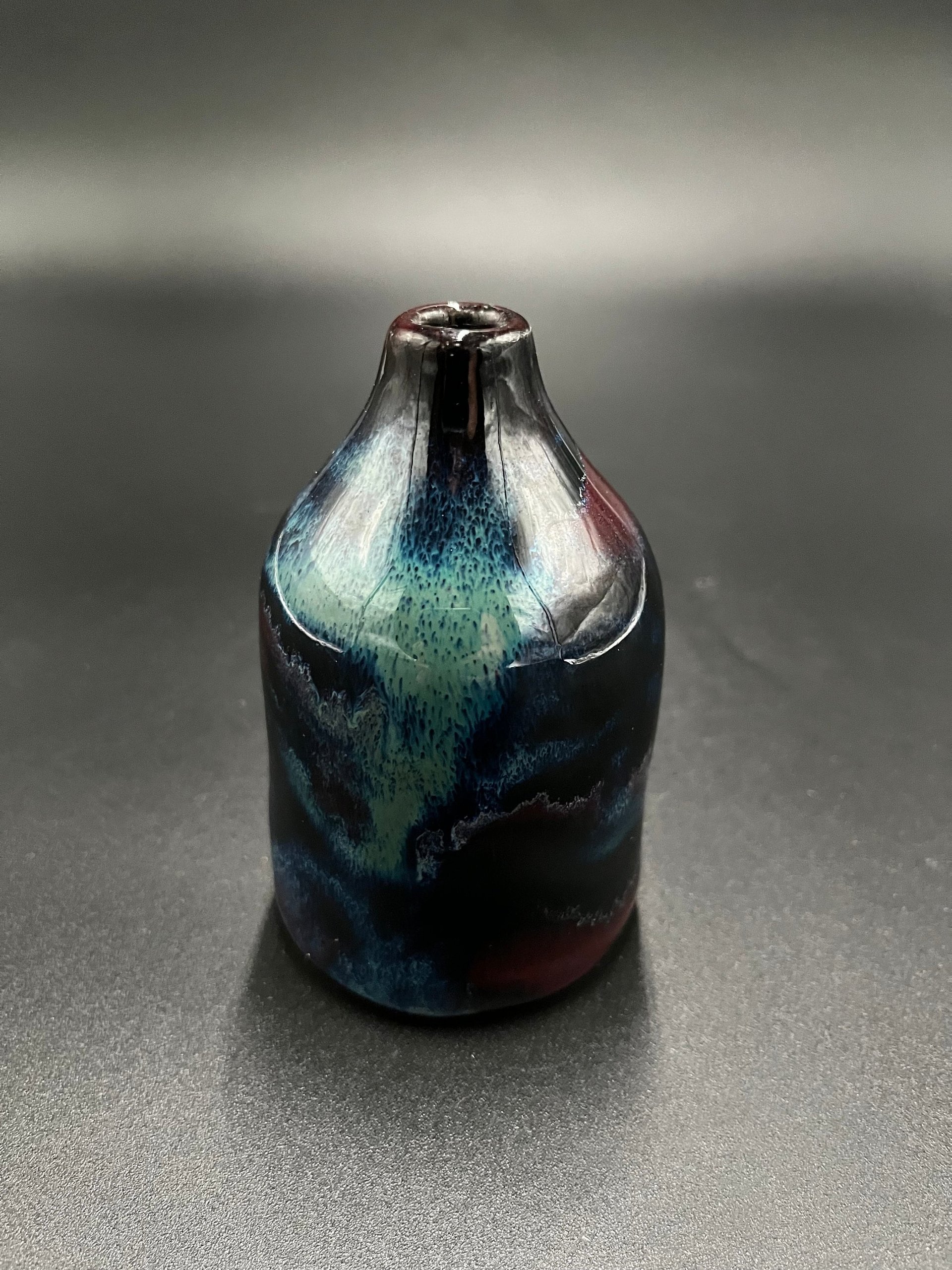 Handmade Northern Lights Ceramic Bud Vase