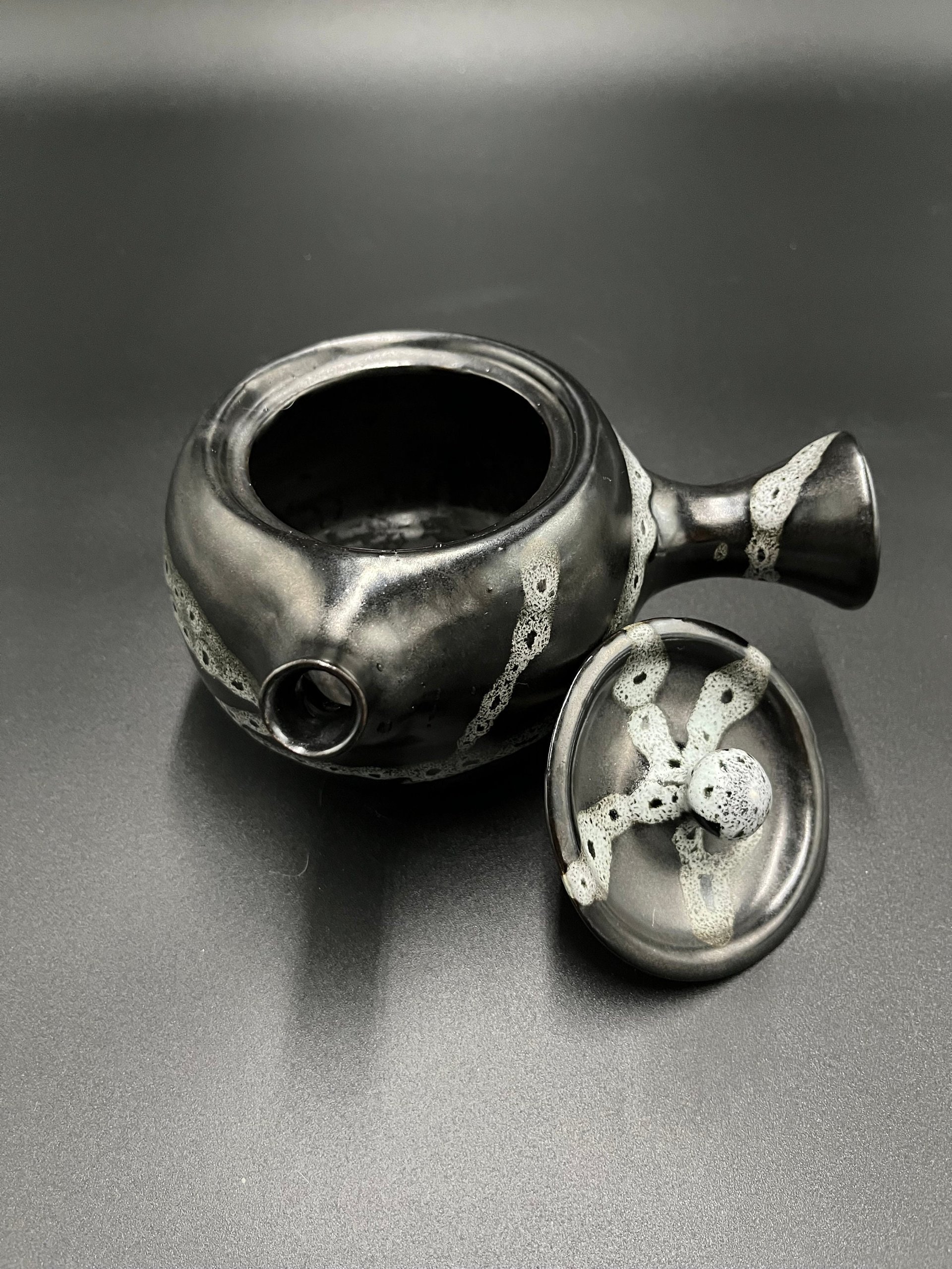 Handmade Black and White Ceramic Tea Pot