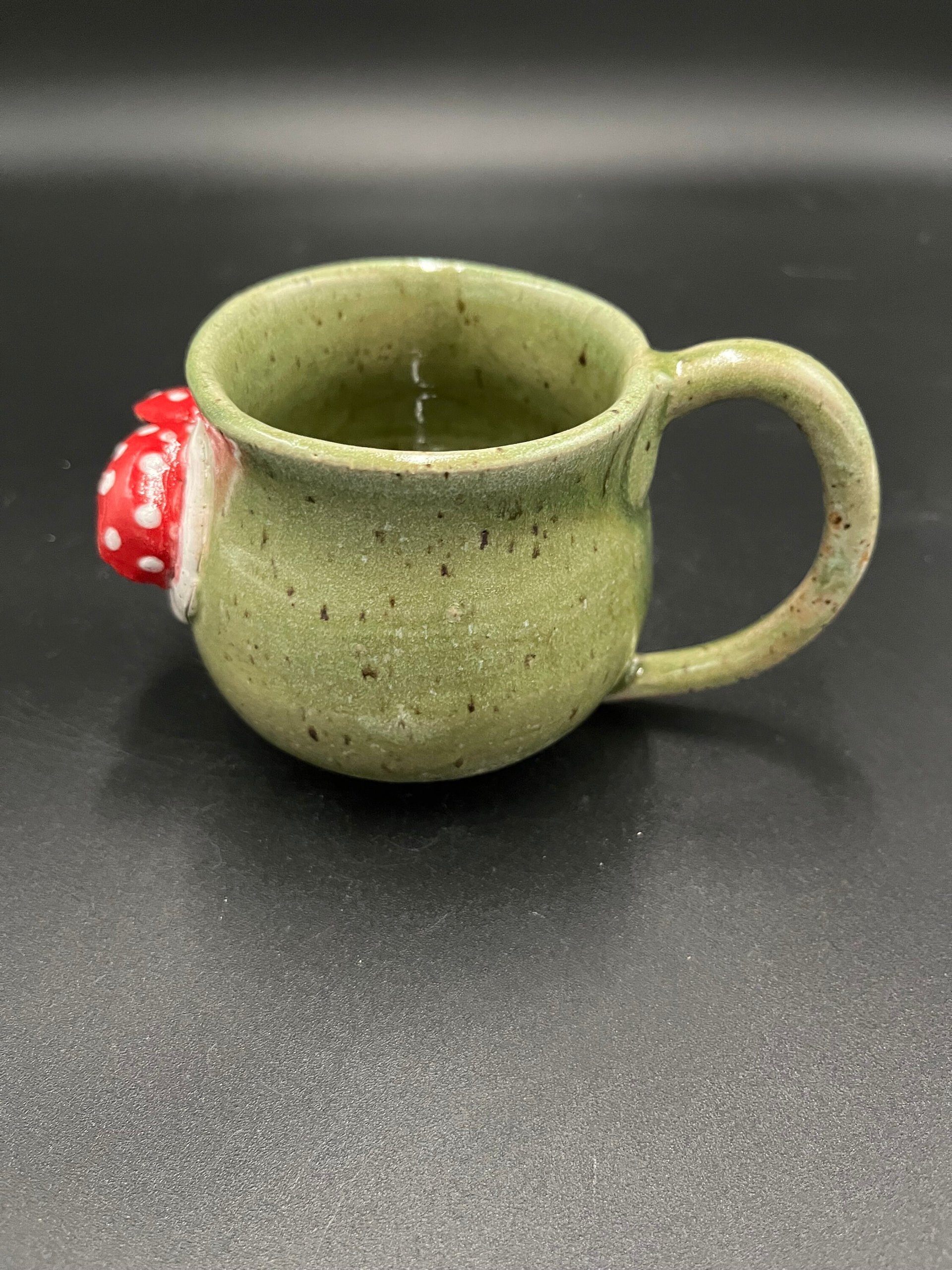Handmade Green Ceramic Mushroom Mug