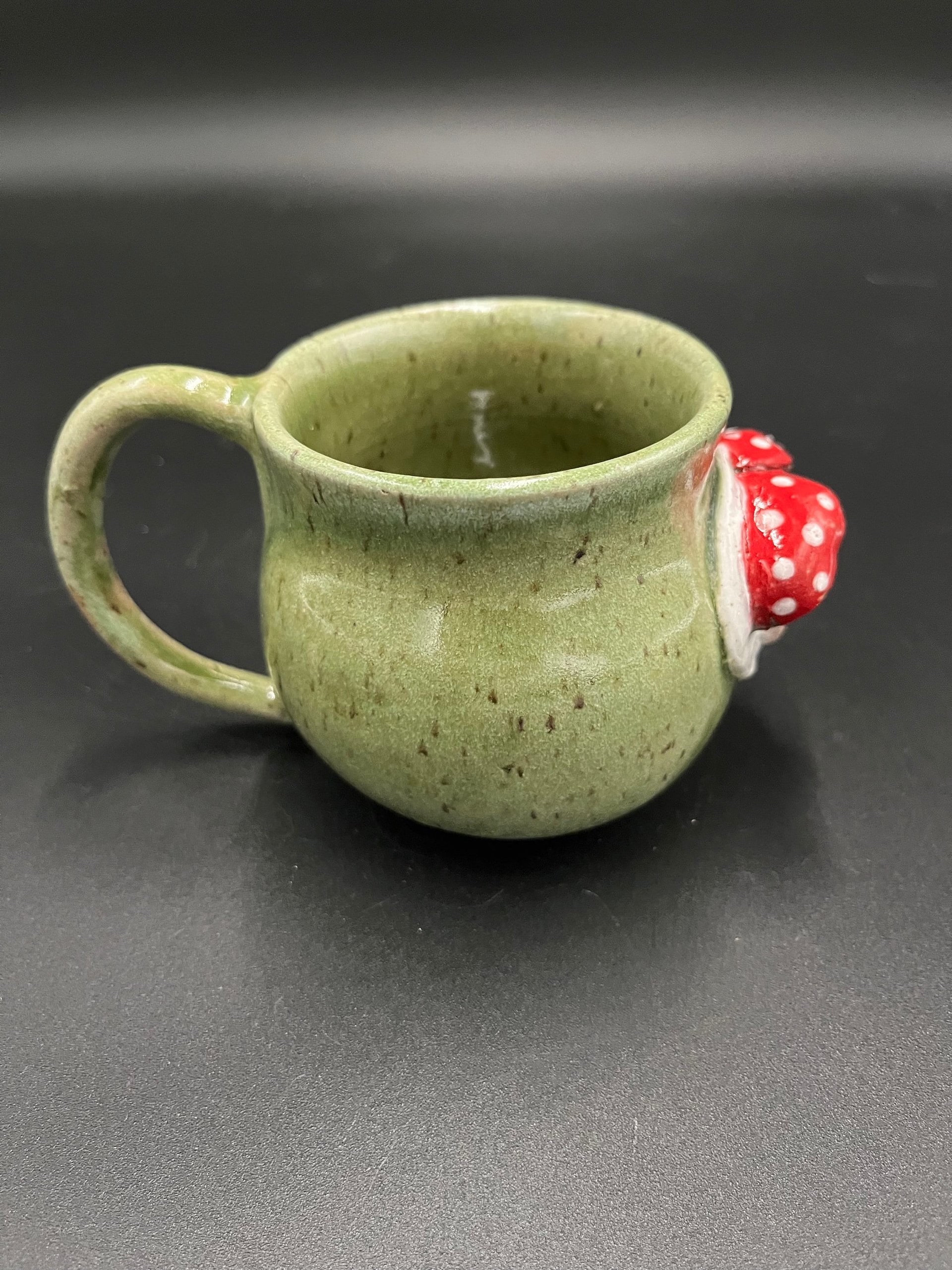 Handmade Green Ceramic Mushroom Mug