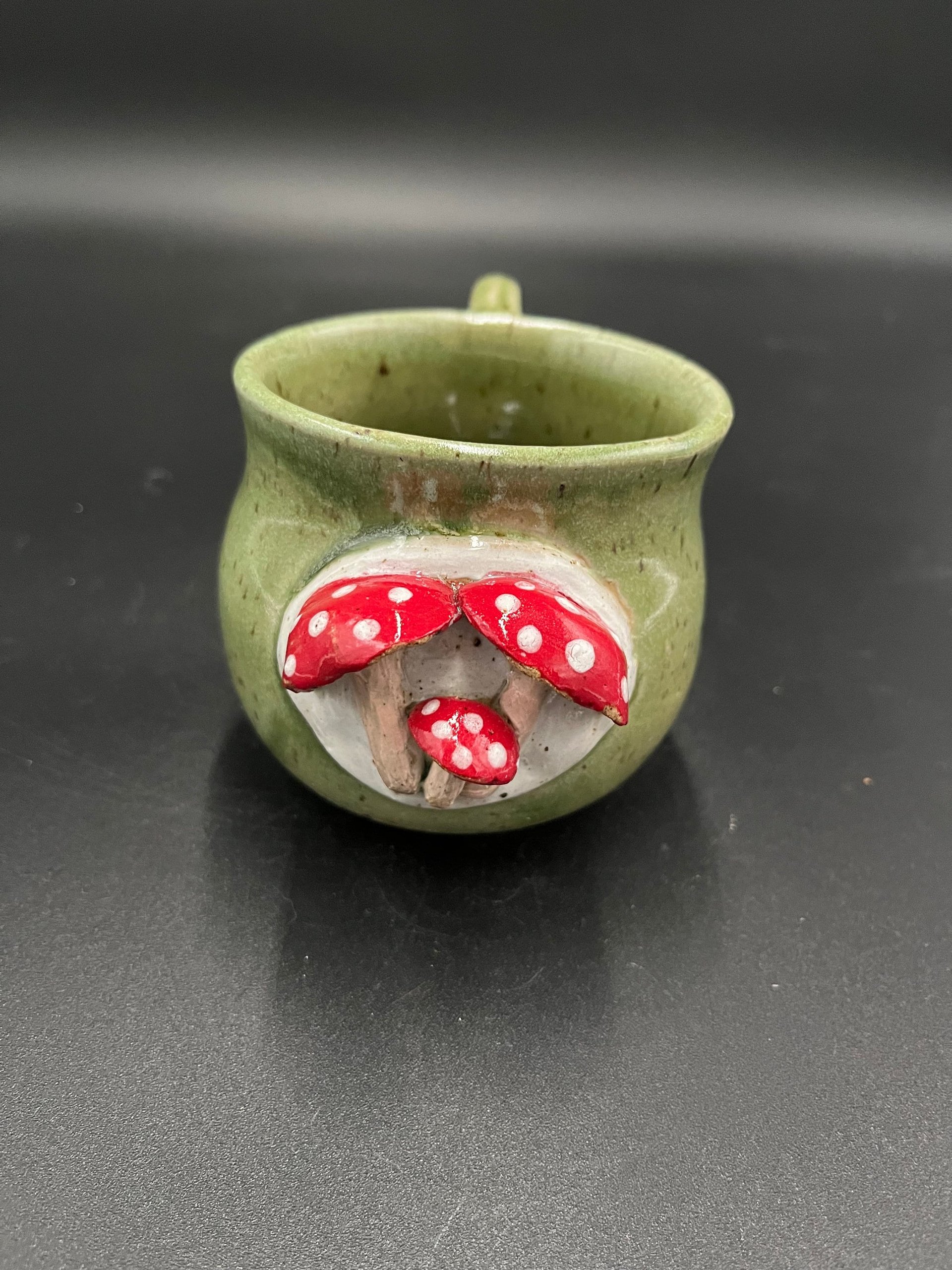 Handmade Green Ceramic Mushroom Mug