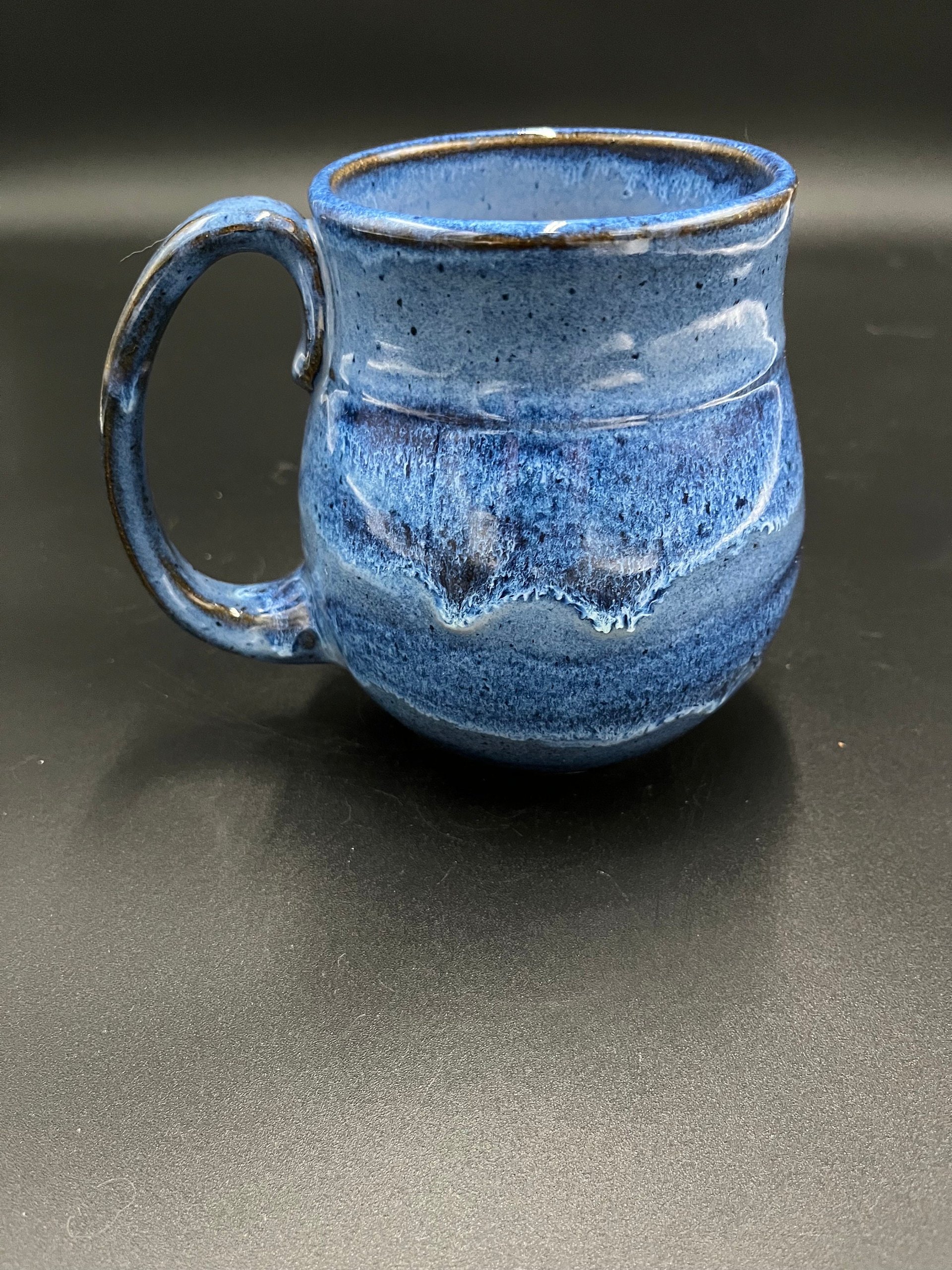 Large Handmade Dripping Blue Ceramic Caffeine Mug