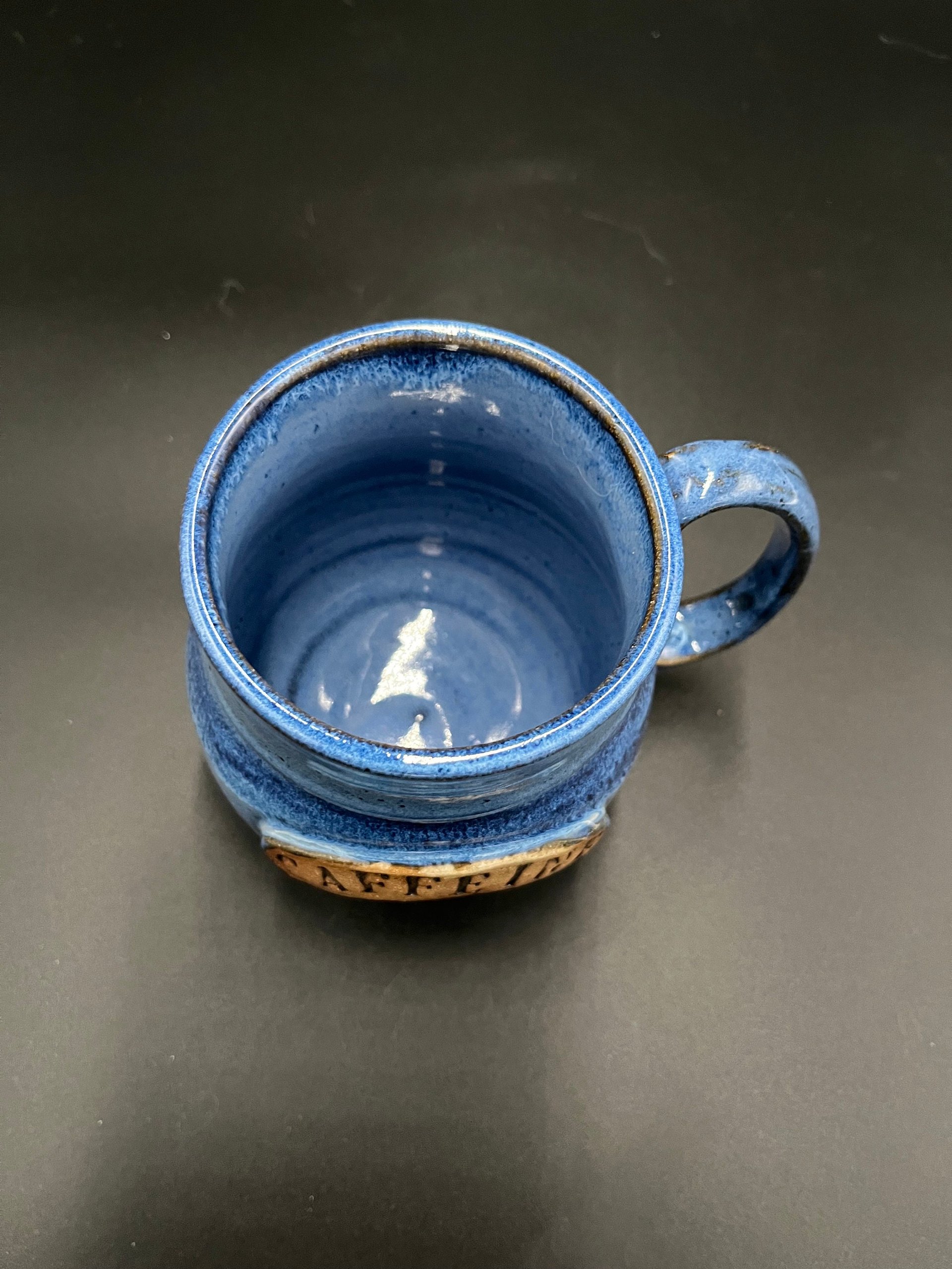 Large Handmade Dripping Blue Ceramic Caffeine Mug