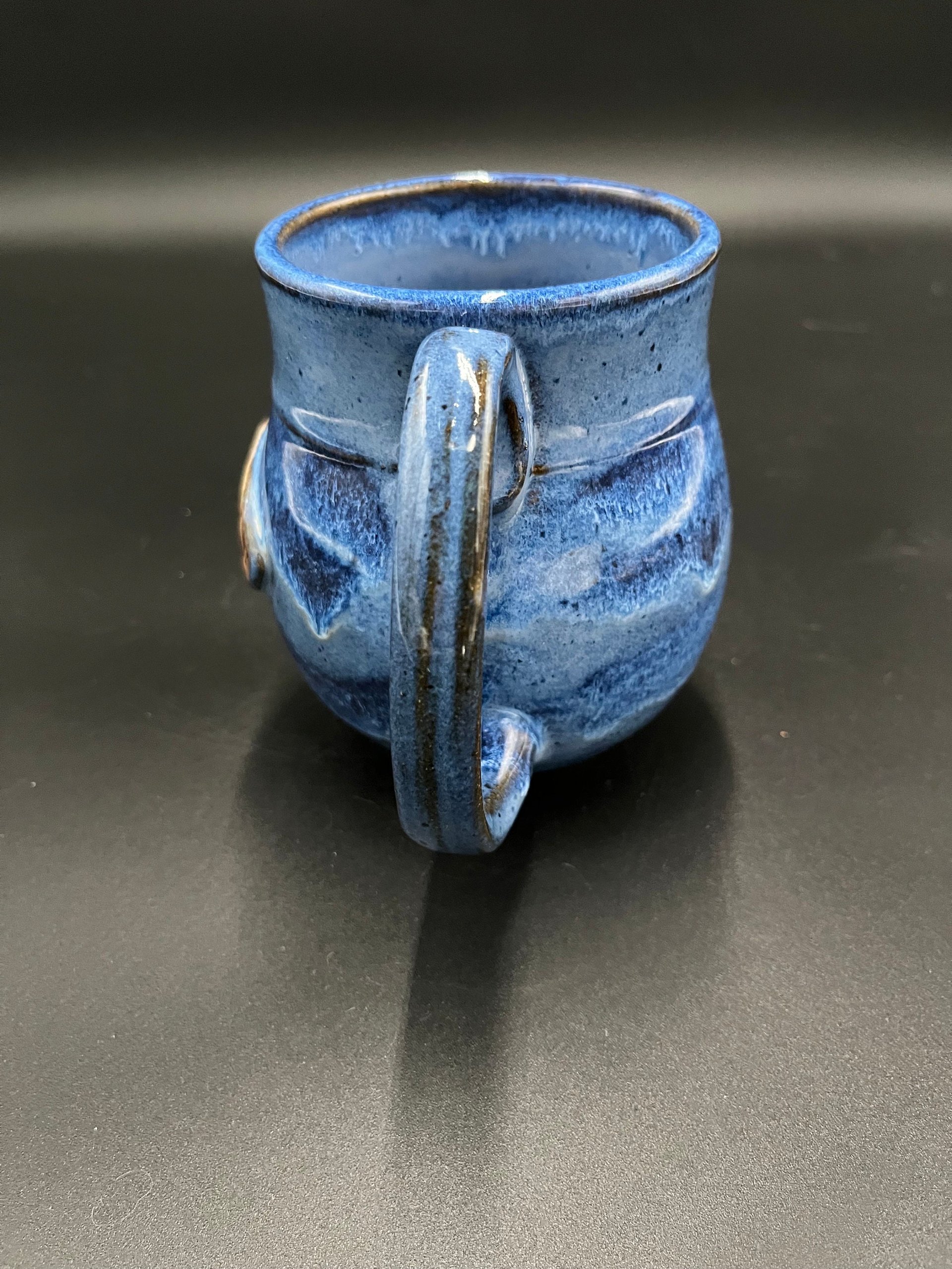 Large Handmade Dripping Blue Ceramic Caffeine Mug