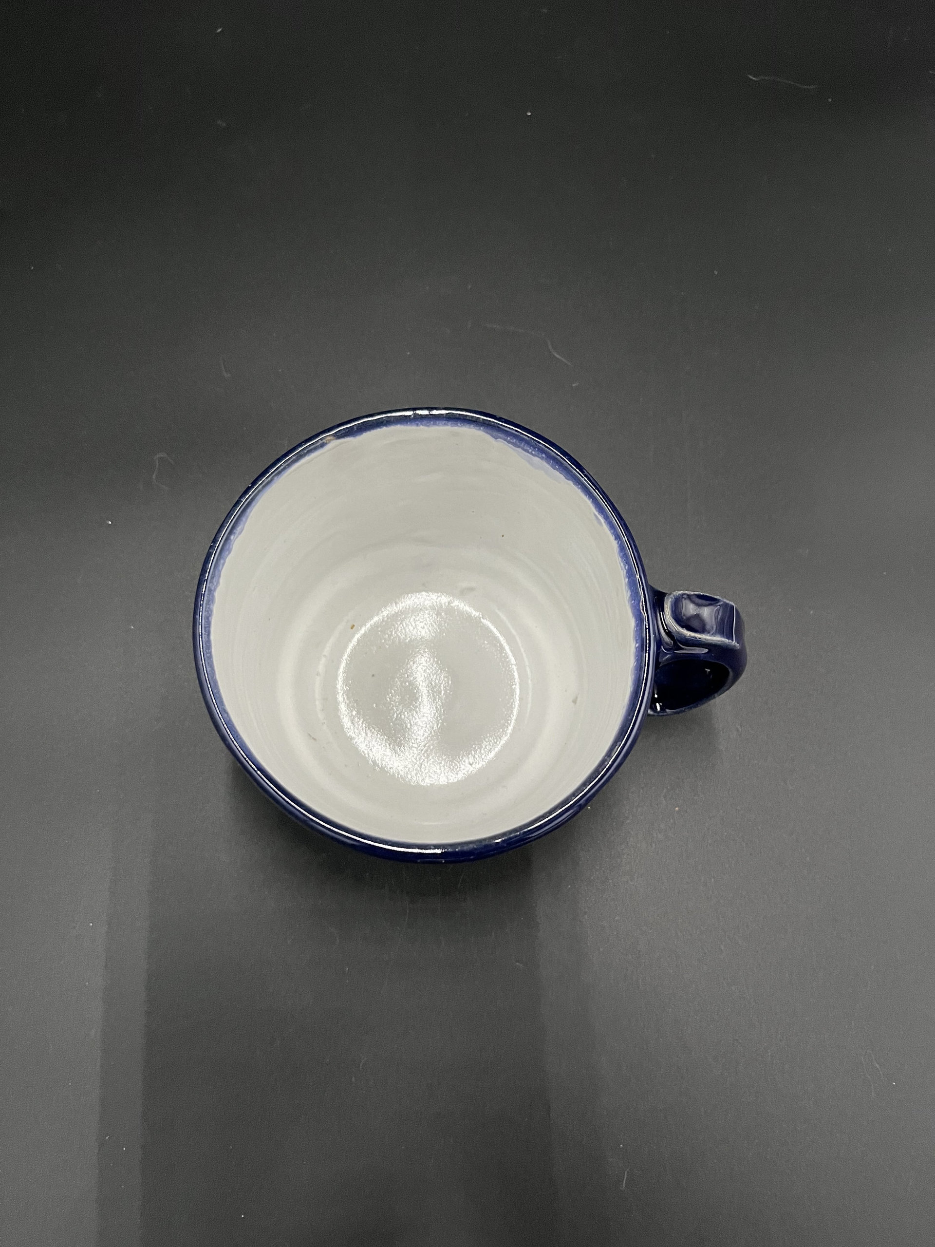 Handmade Carved Ceramic Cobalt Blue and White Mug