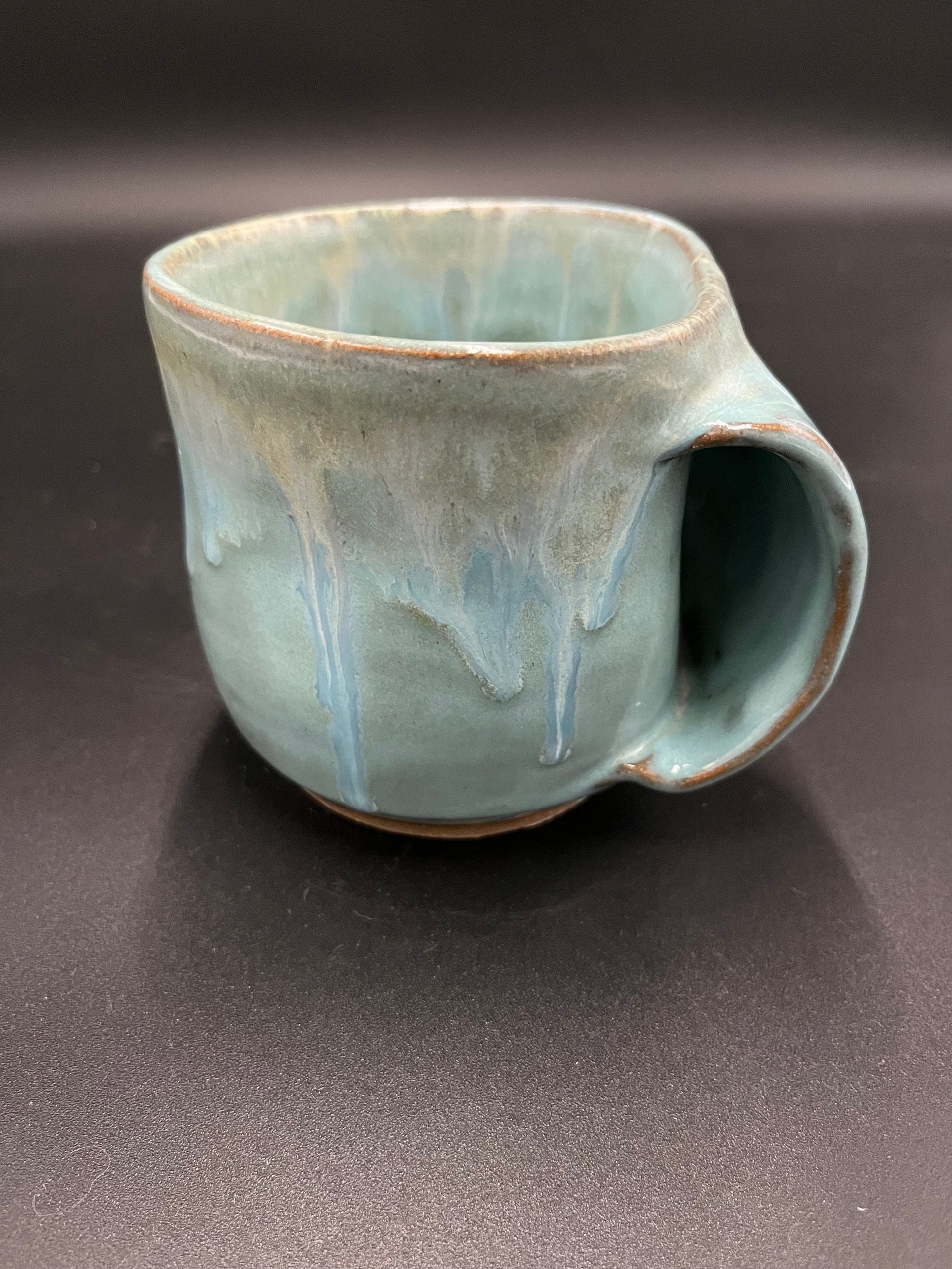Handmade Blue Ceramic Hand-warmer Mug