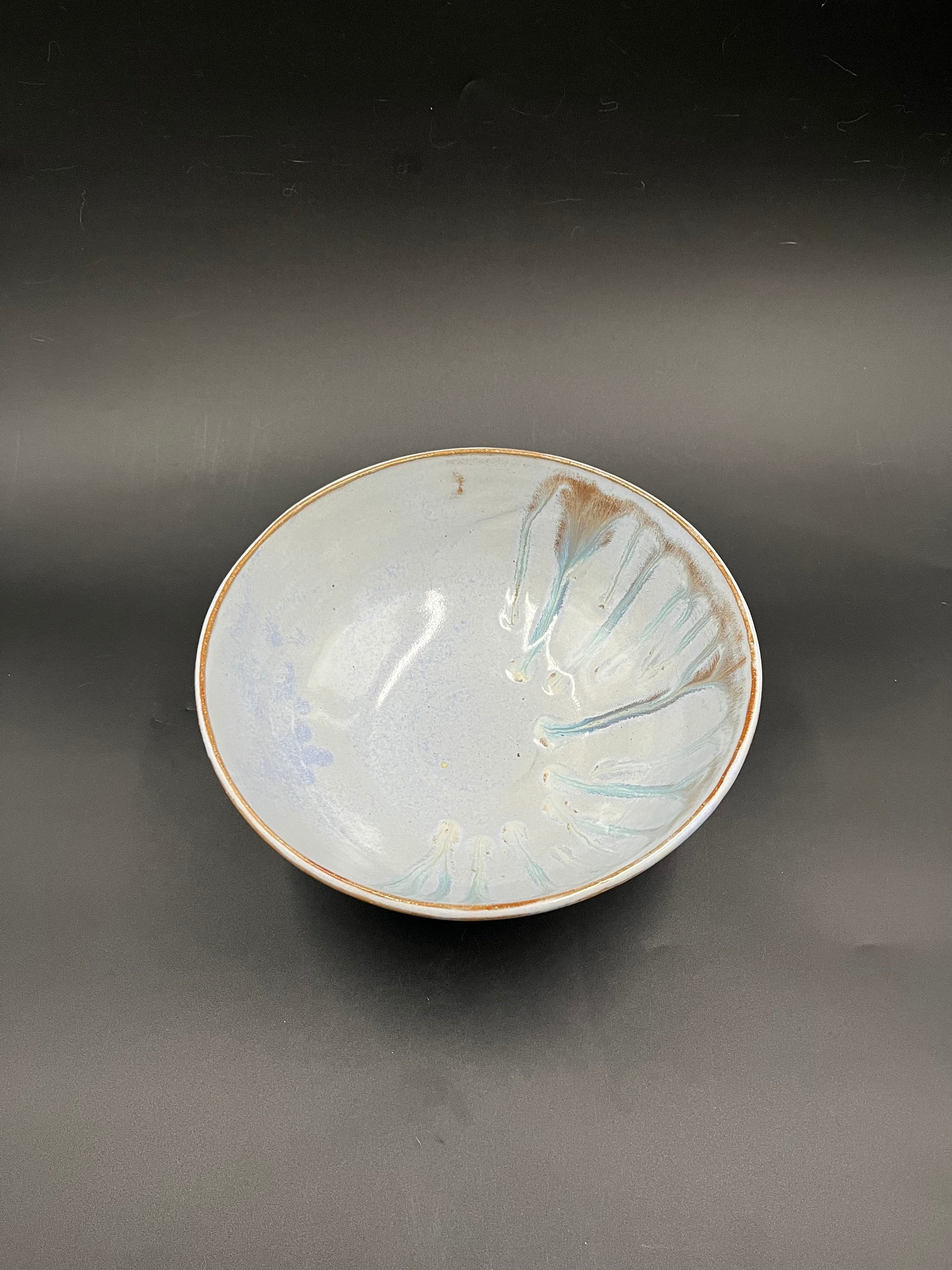 Hand-made Light Blue and Honey Serving Bowl