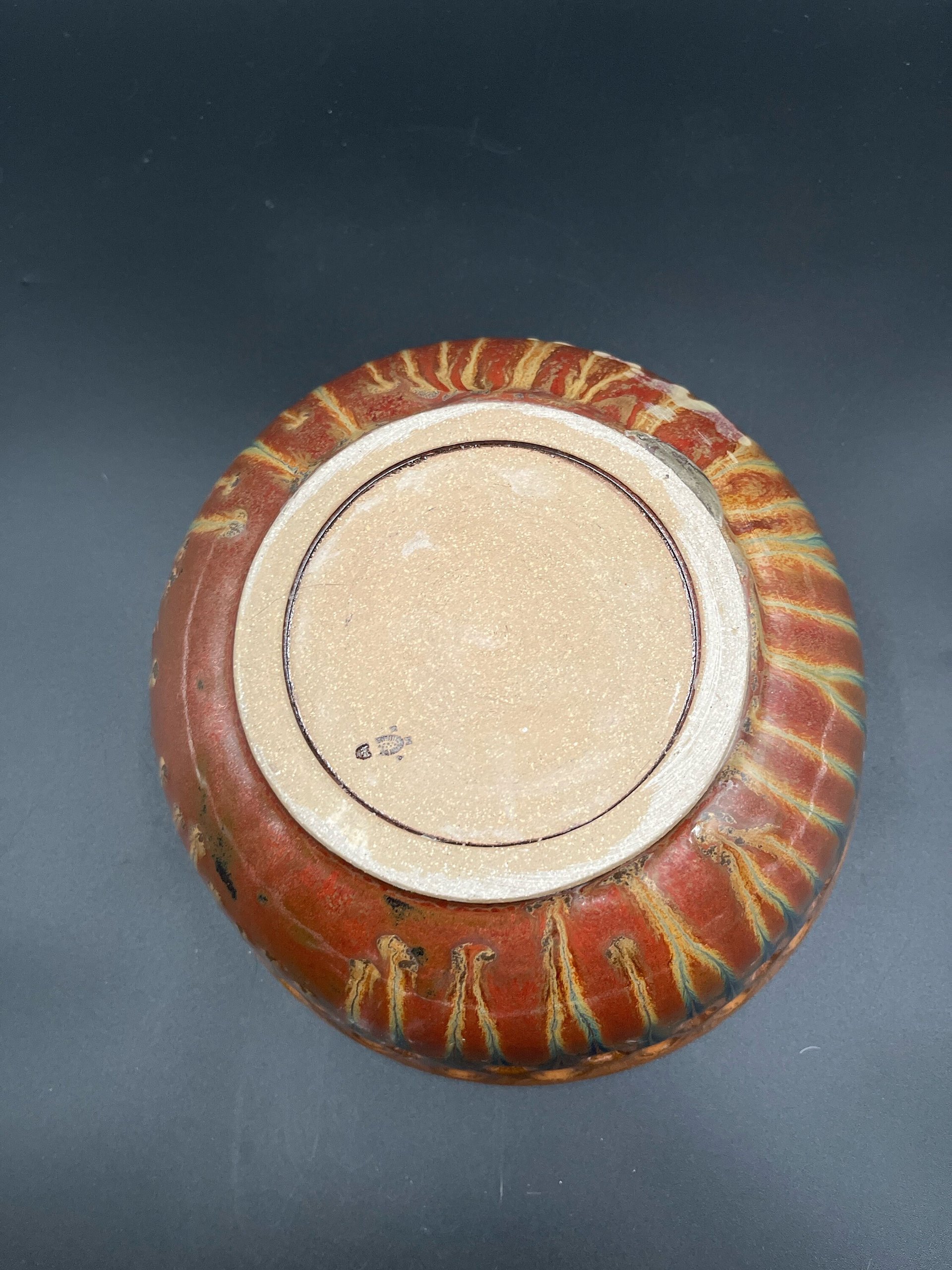 Hand-made Polka-dot Earthy Red and Honey Serving Bowl