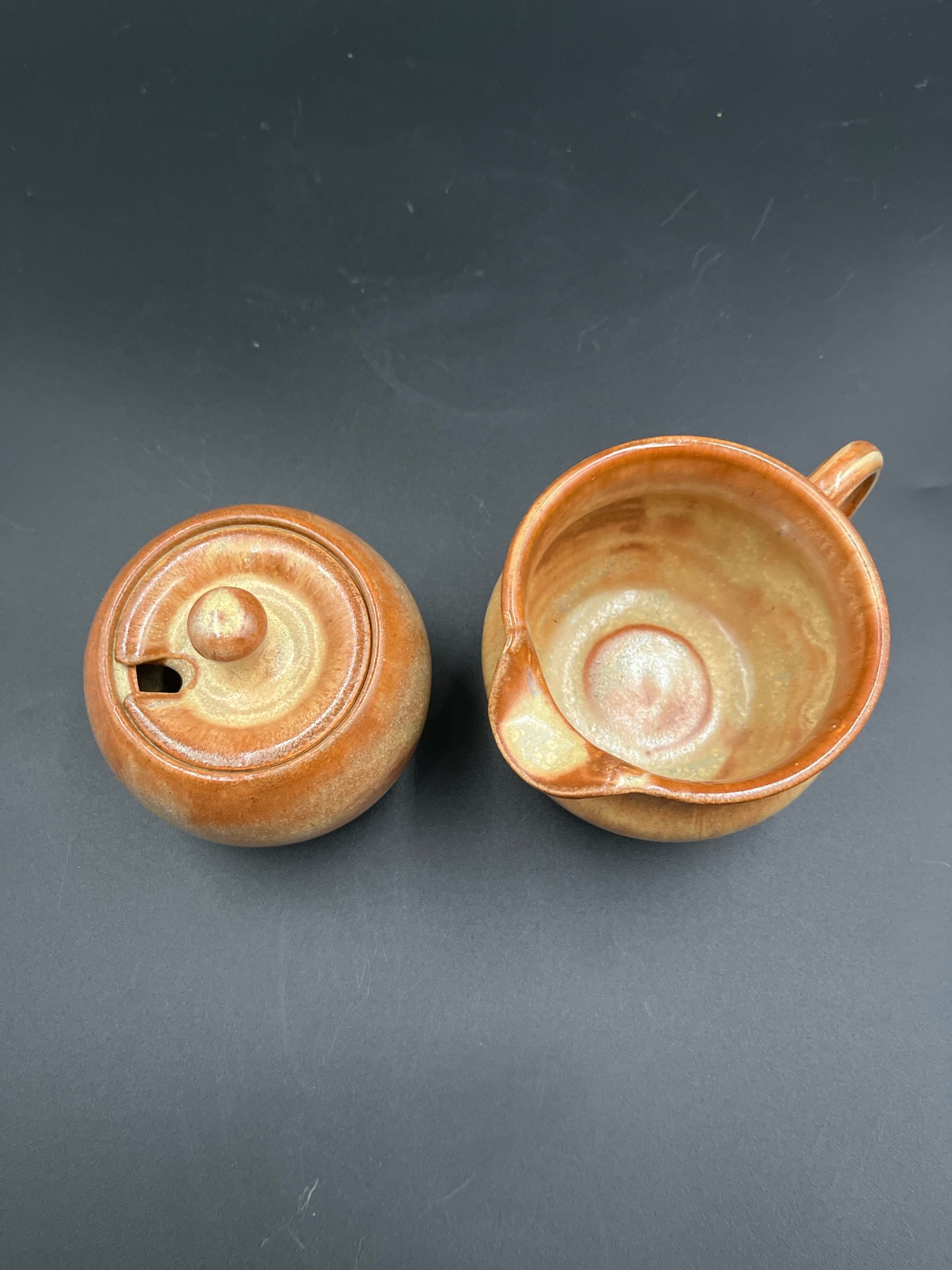 Handmade Golden Yellow Ceramic Cream and Sugar Set