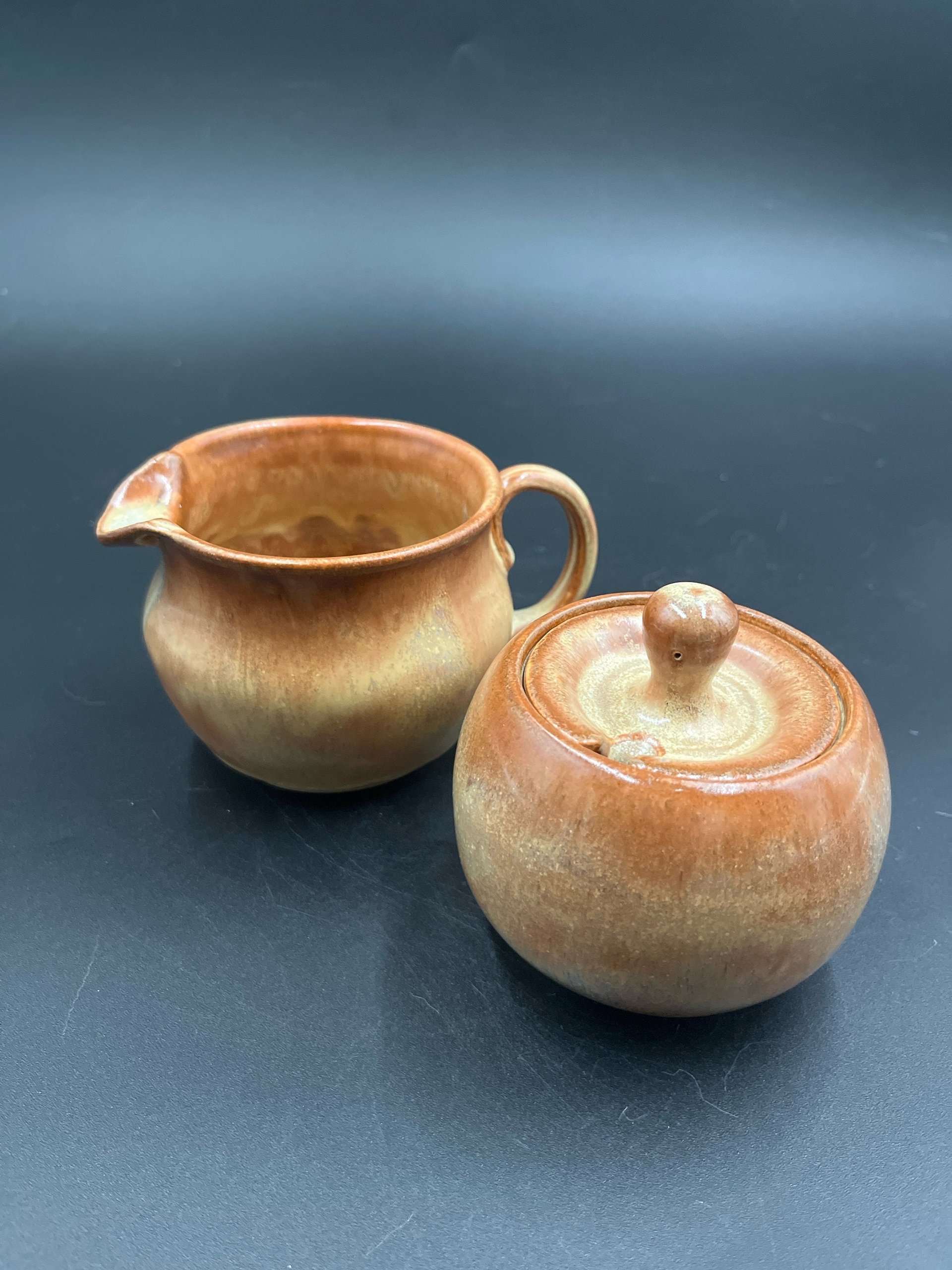 Handmade Golden Yellow Ceramic Cream and Sugar Set