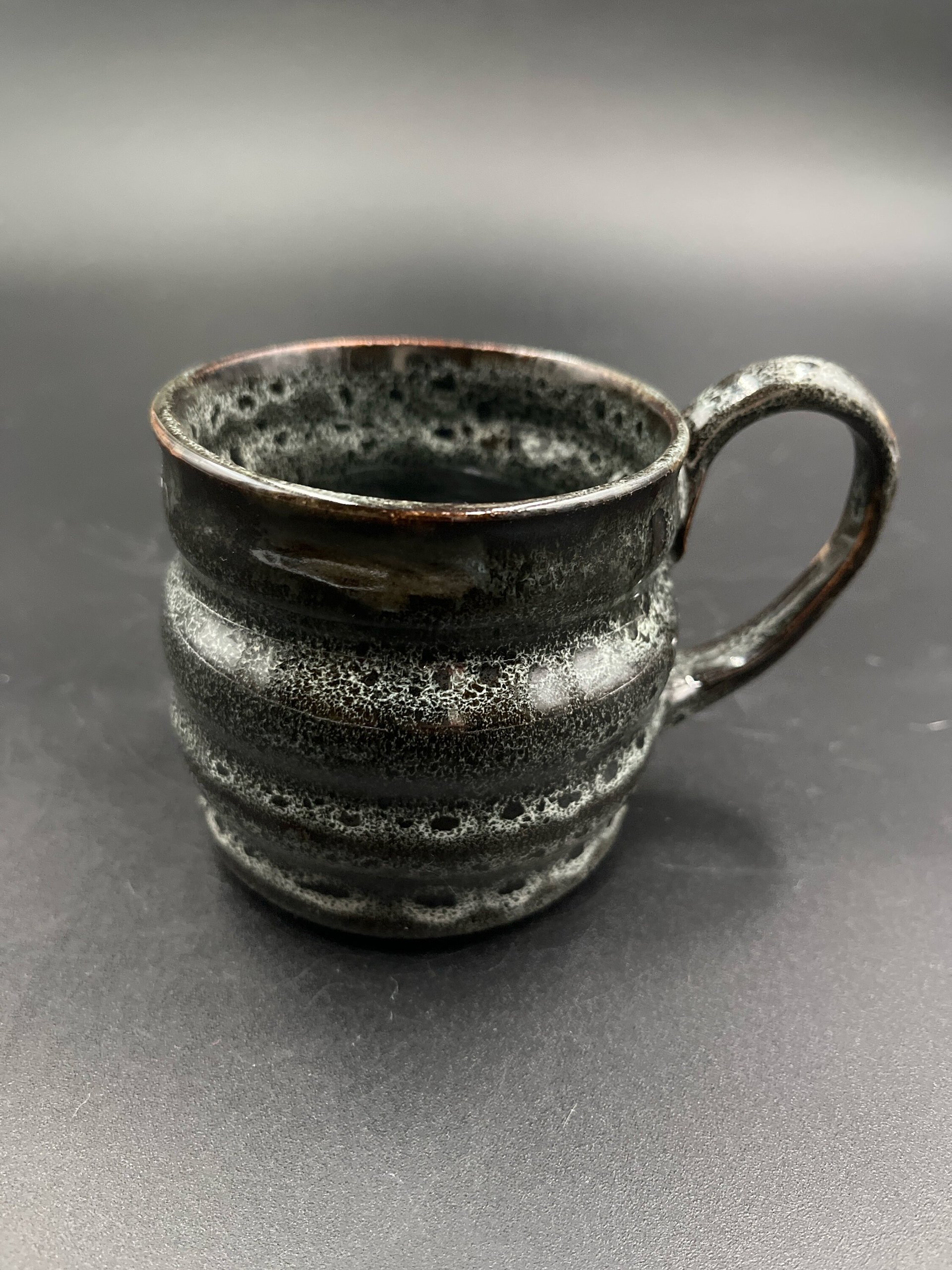 Small Handmade black and white ceramic mug