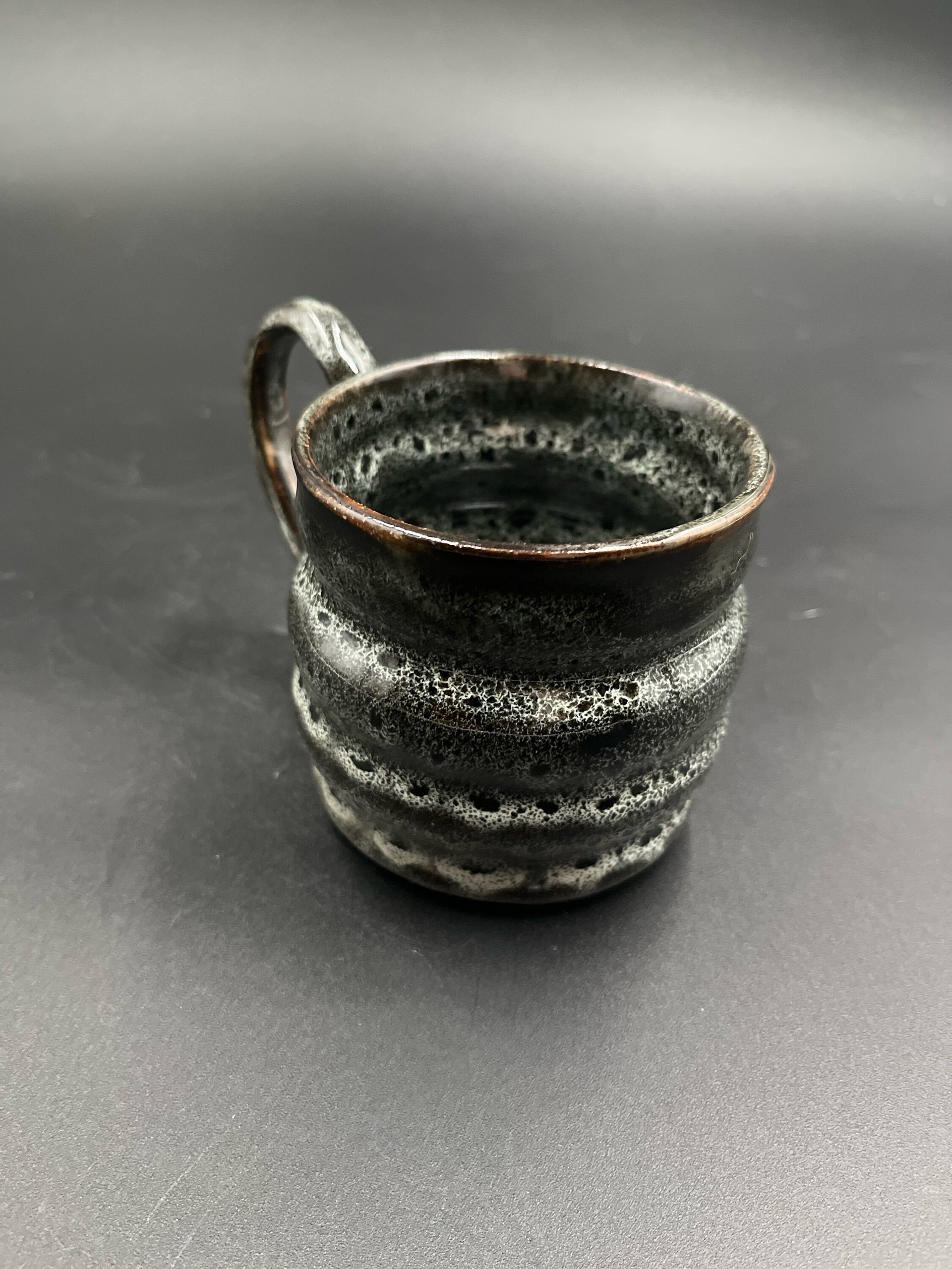 Small Handmade black and white ceramic mug