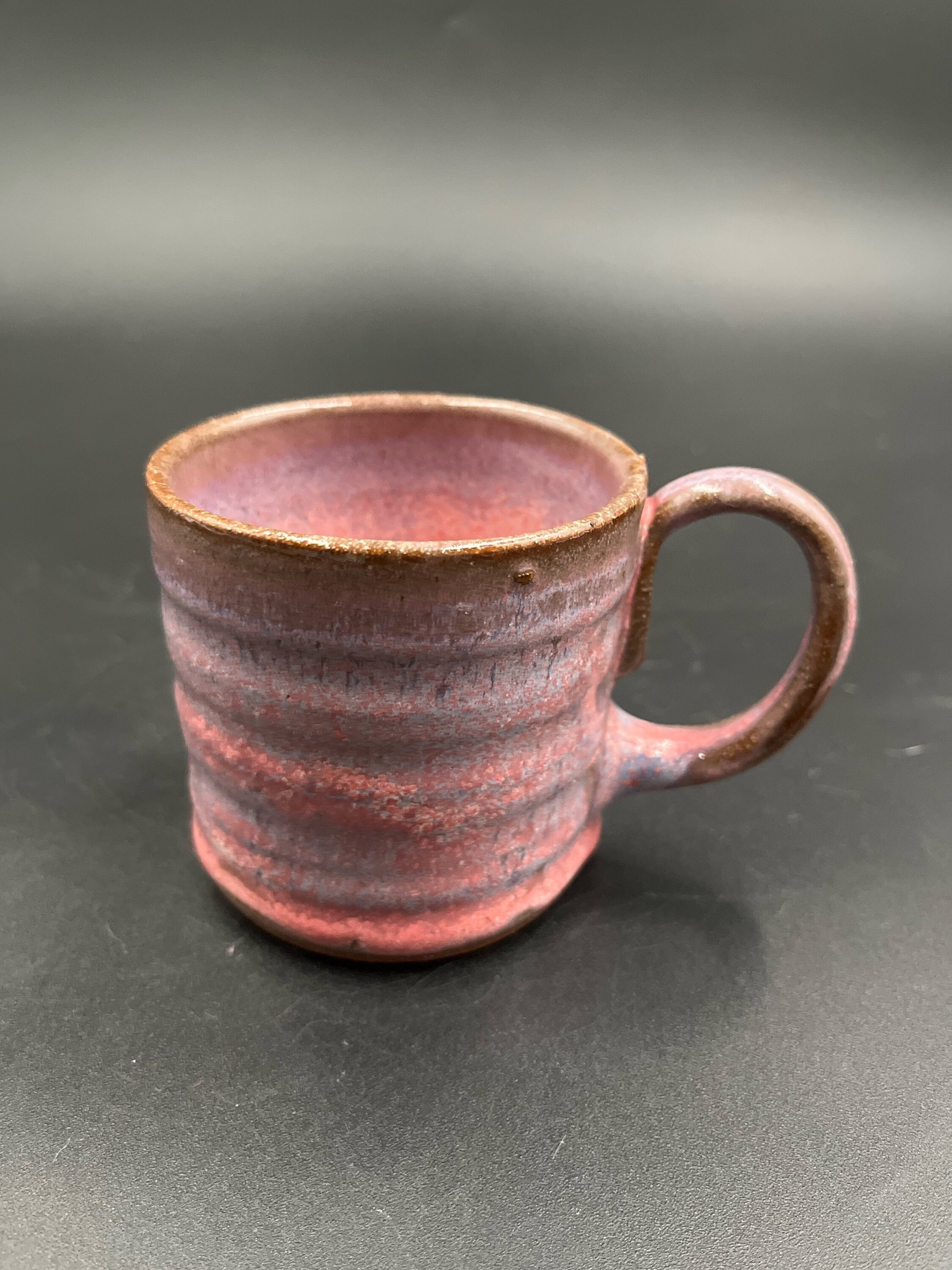 Small Handmade pink and purple ceramic mug