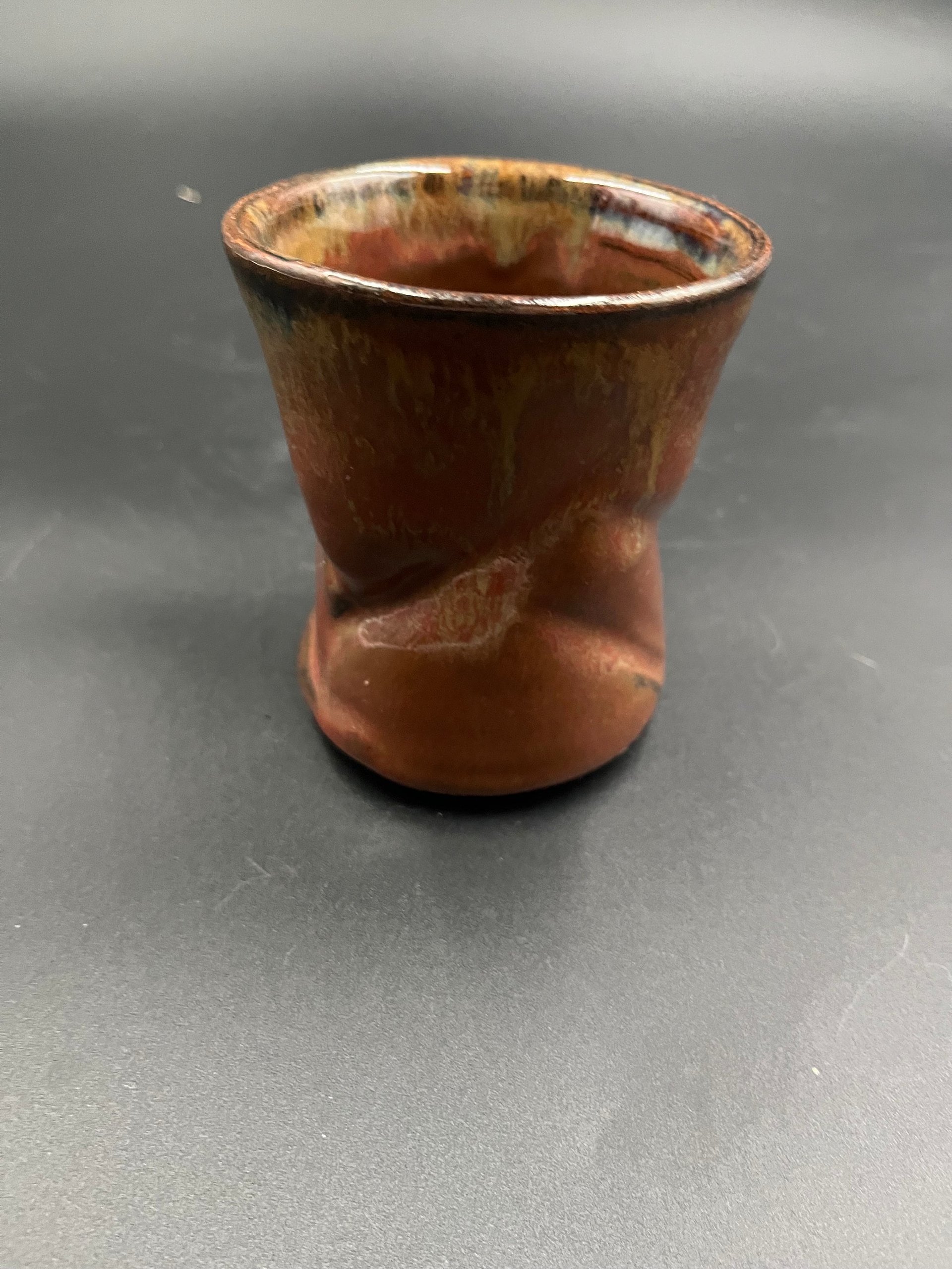 Handmade Earthy Red Carved Ceramic Mug