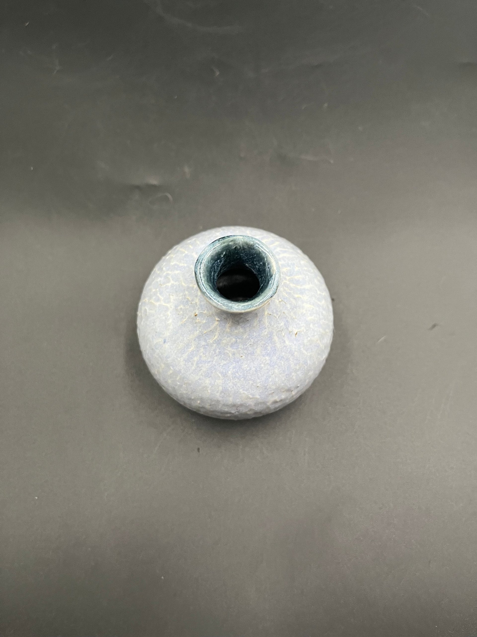 Handmade Carved Blue Ceramic Bud Vase
