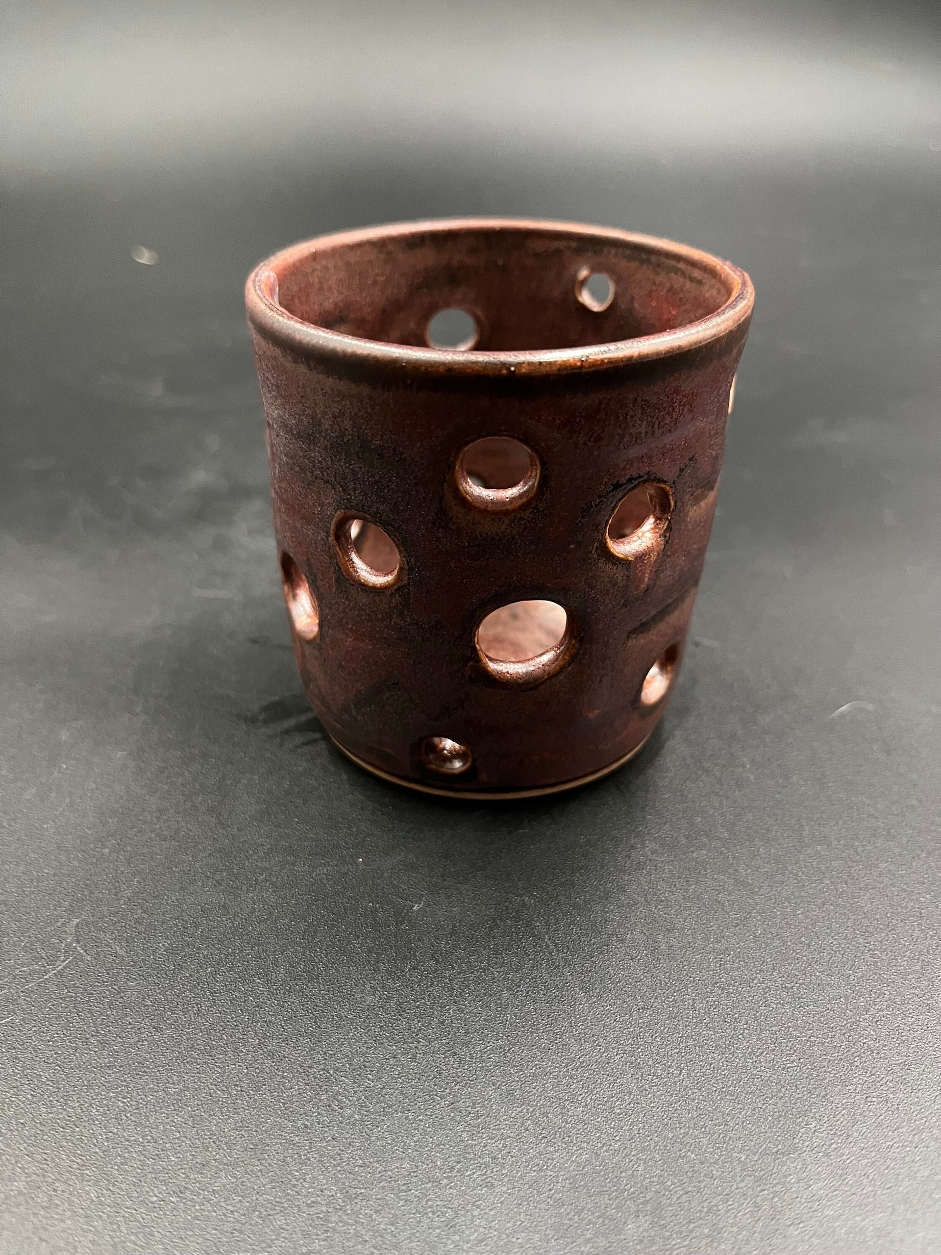 Hand Carved Copper Candle Holder