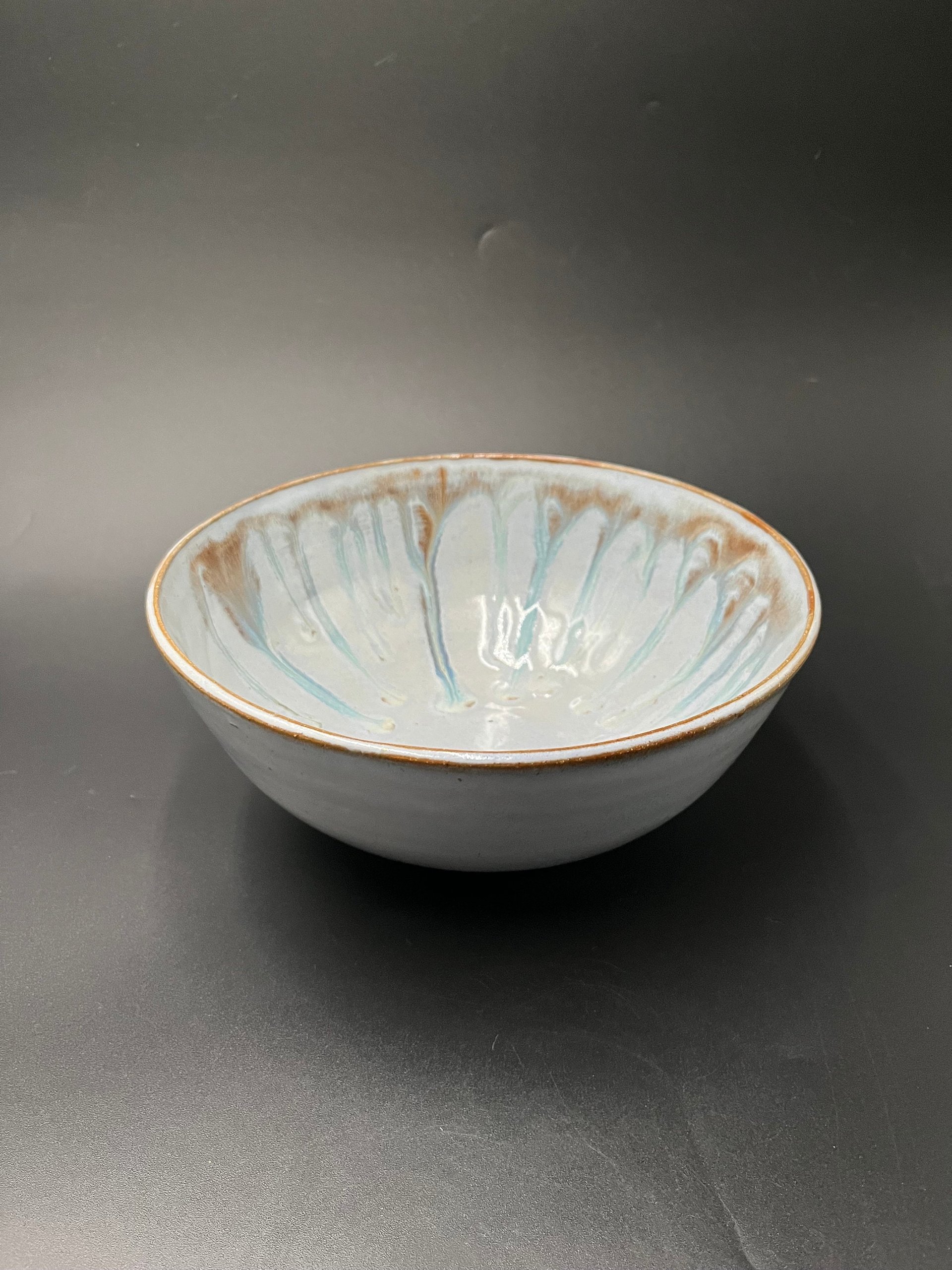 Hand-made Light Blue and Honey Serving Bowl