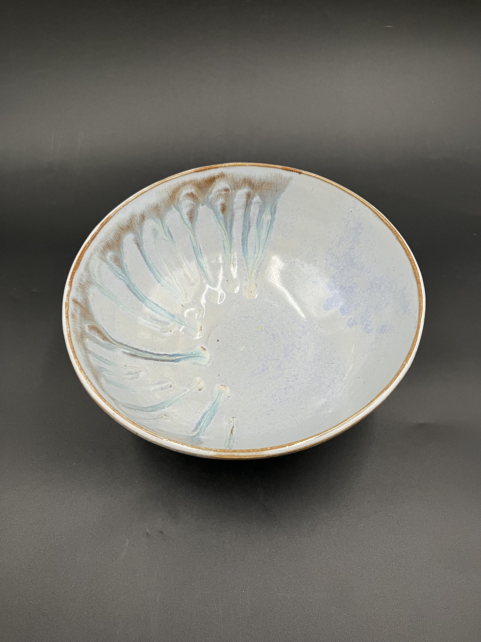 Hand-made Light Blue and Honey Serving Bowl