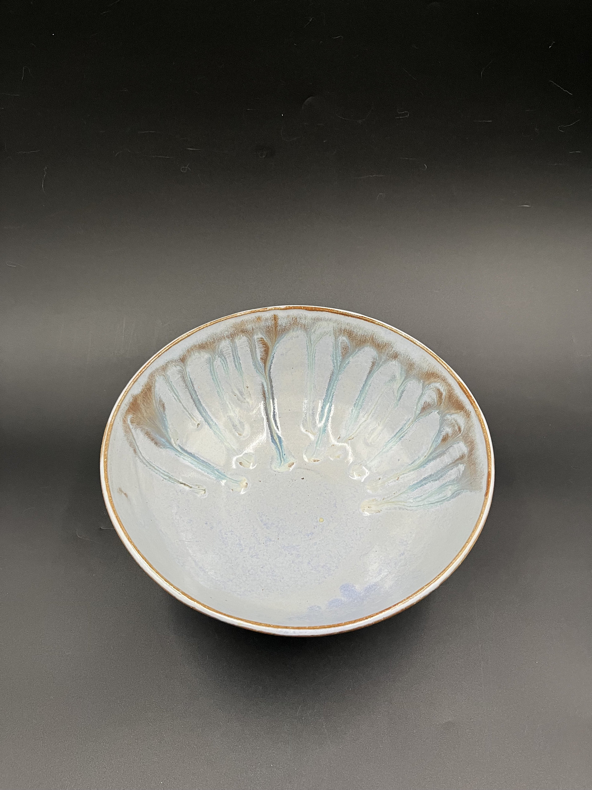 Hand-made Light Blue and Honey Serving Bowl