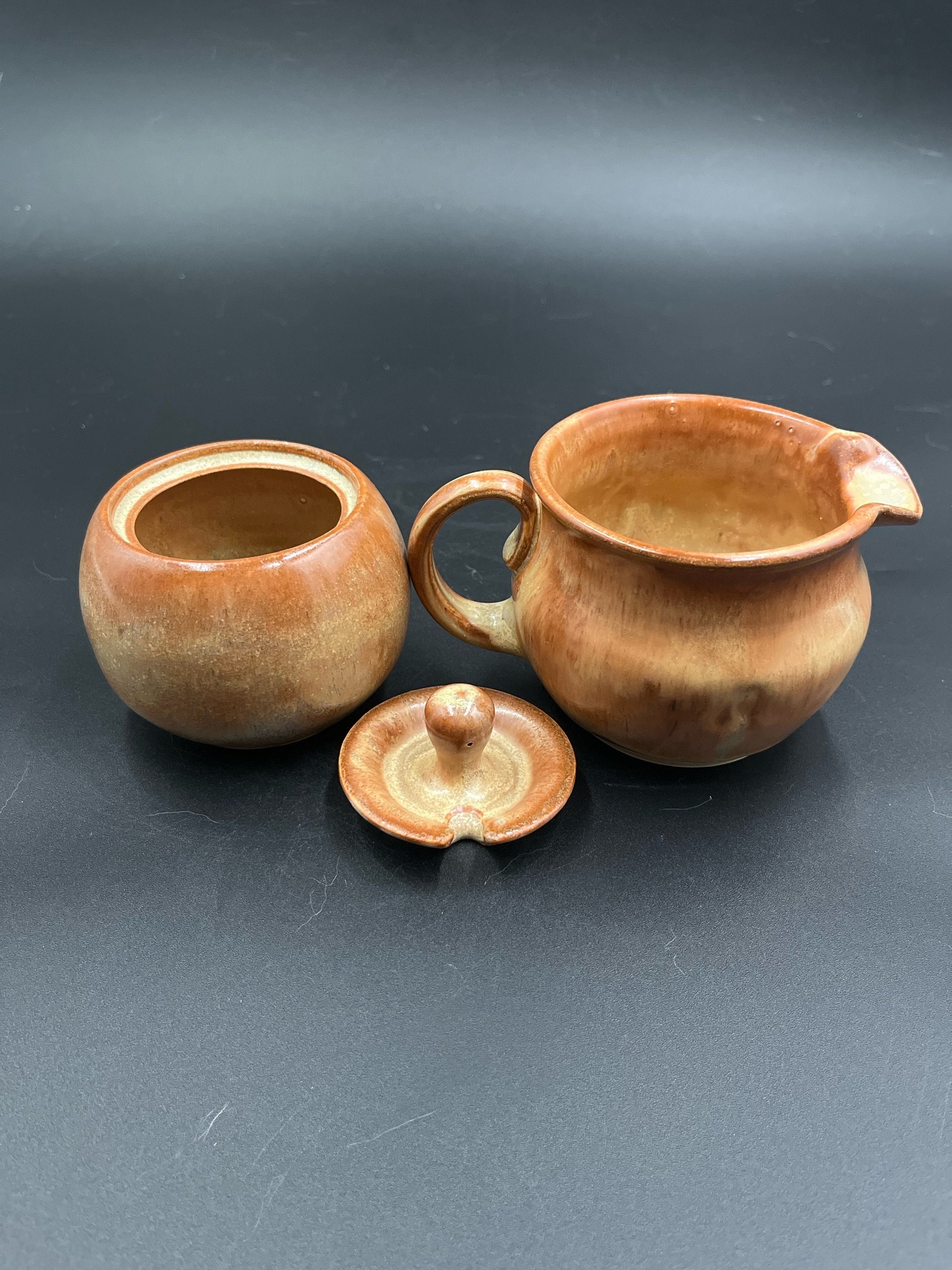 Handmade Golden Yellow Ceramic Cream and Sugar Set