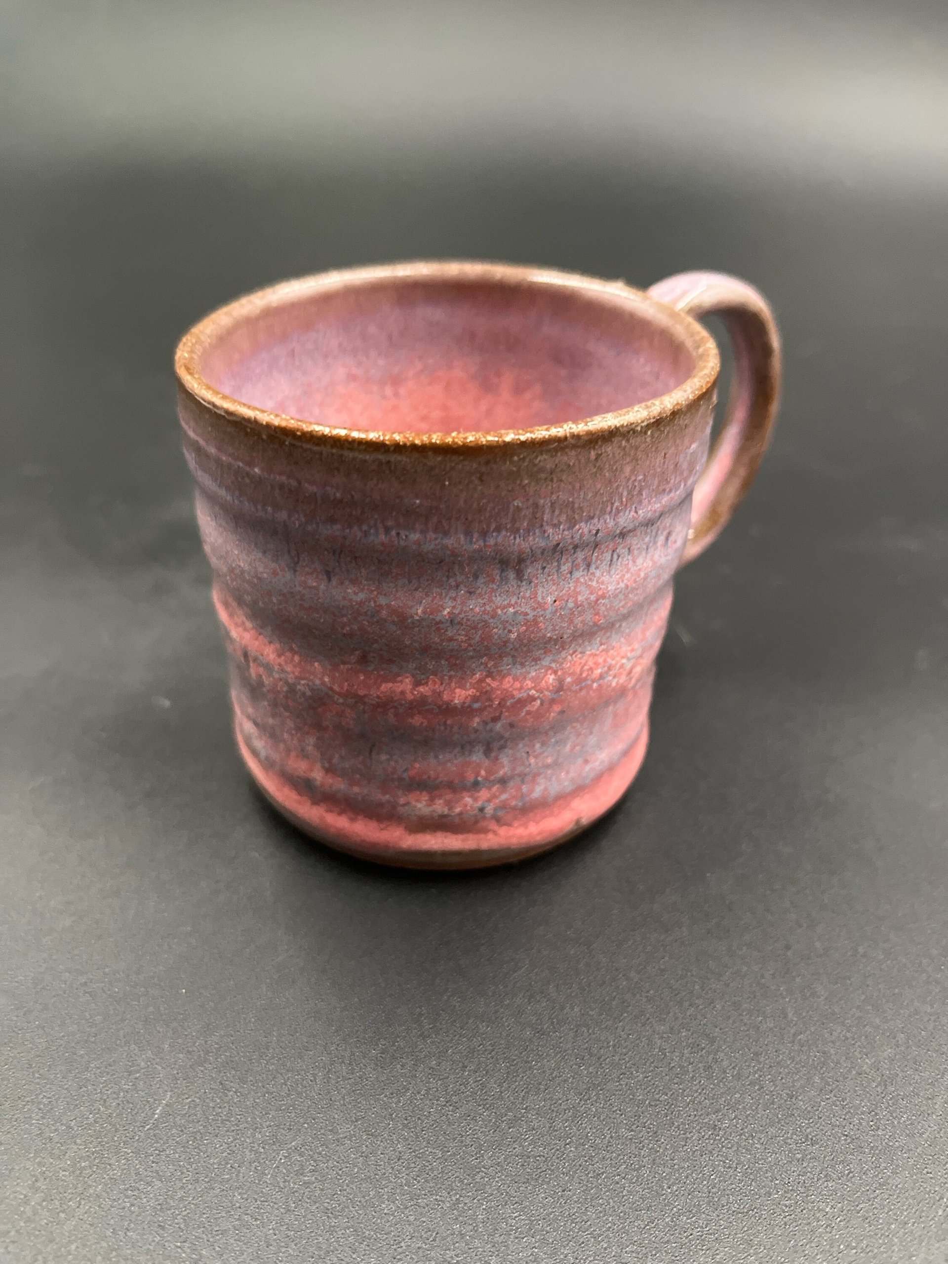 Small Handmade pink and purple ceramic mug