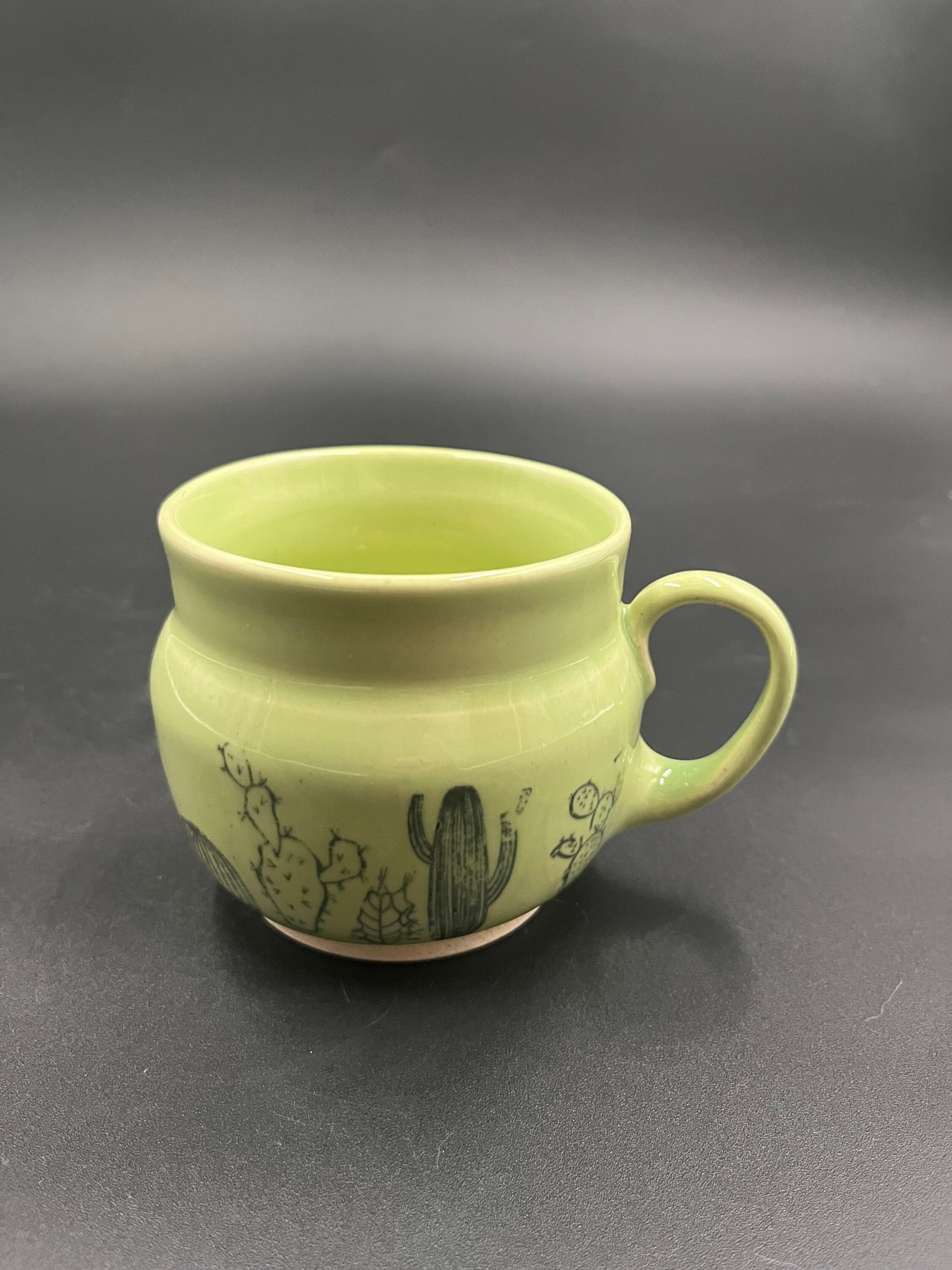 Handmade green ceramic cactus mug