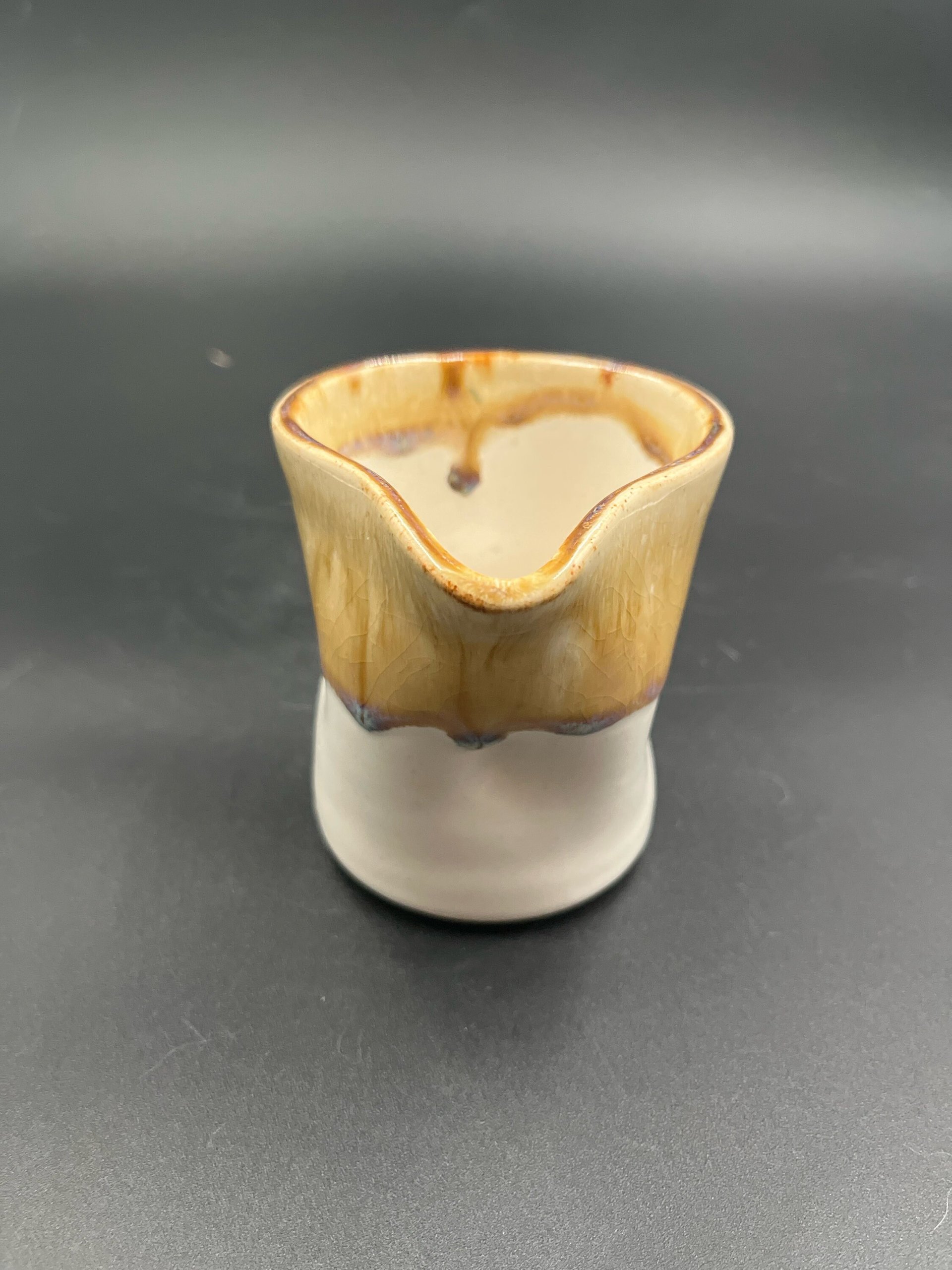 Handmade White and Golden Honey Ceramic Creamer