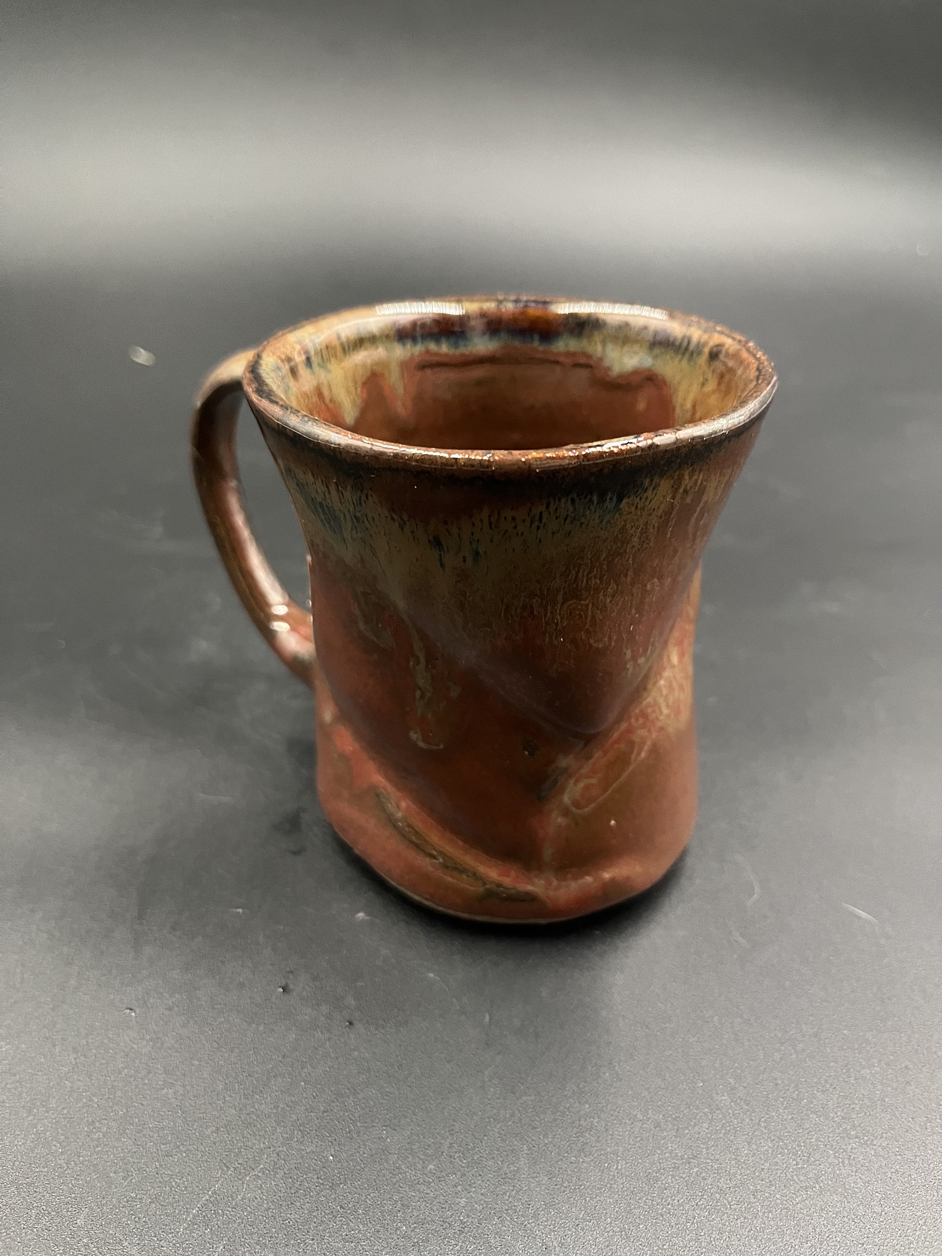 Handmade Earthy Red Carved Ceramic Mug
