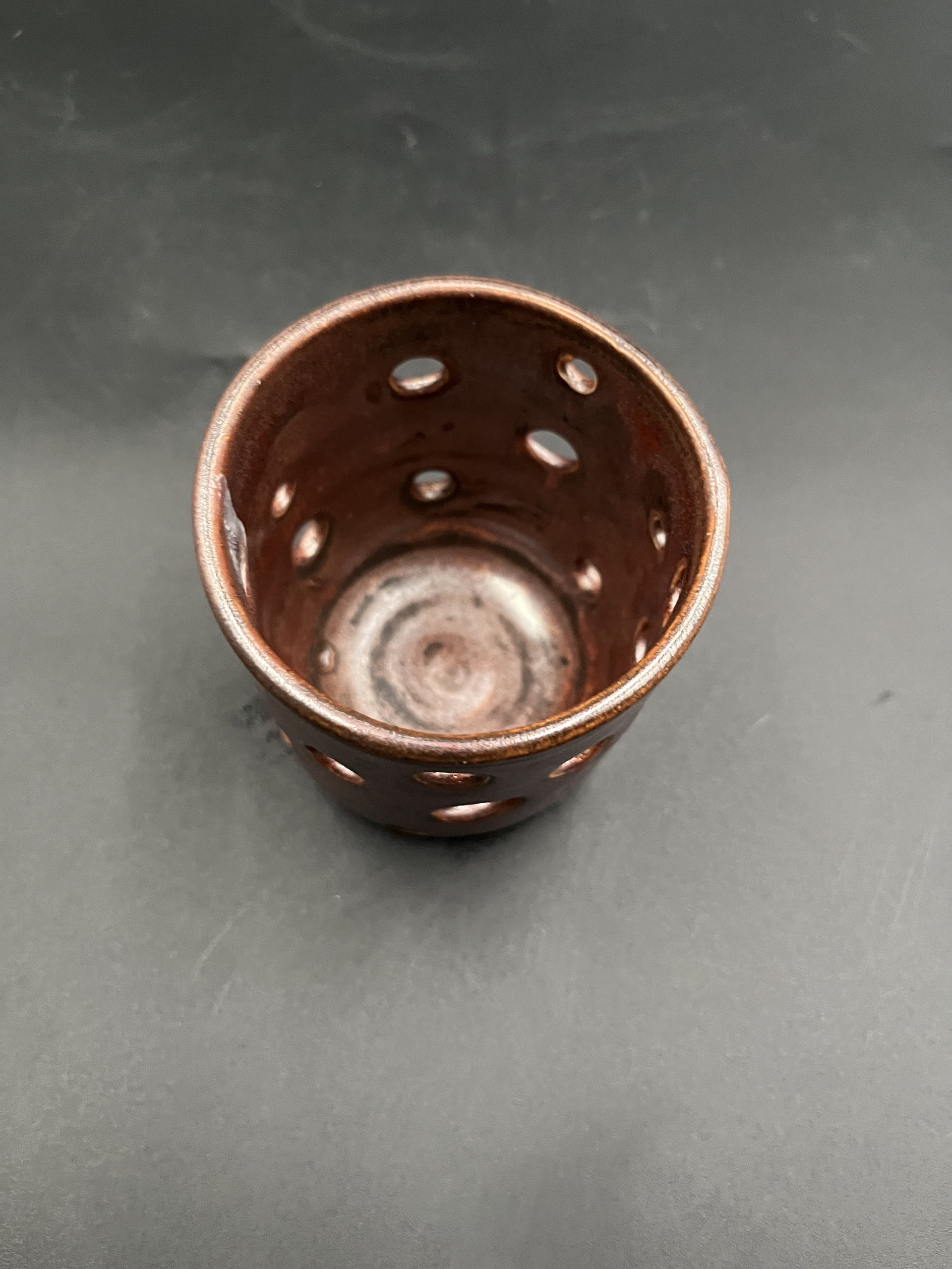 Hand Carved Copper Candle Holder