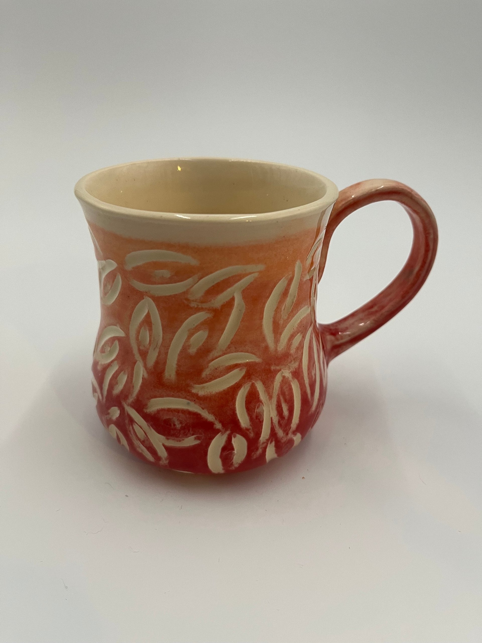 Handmade Sunset Carved Ceramic Mug