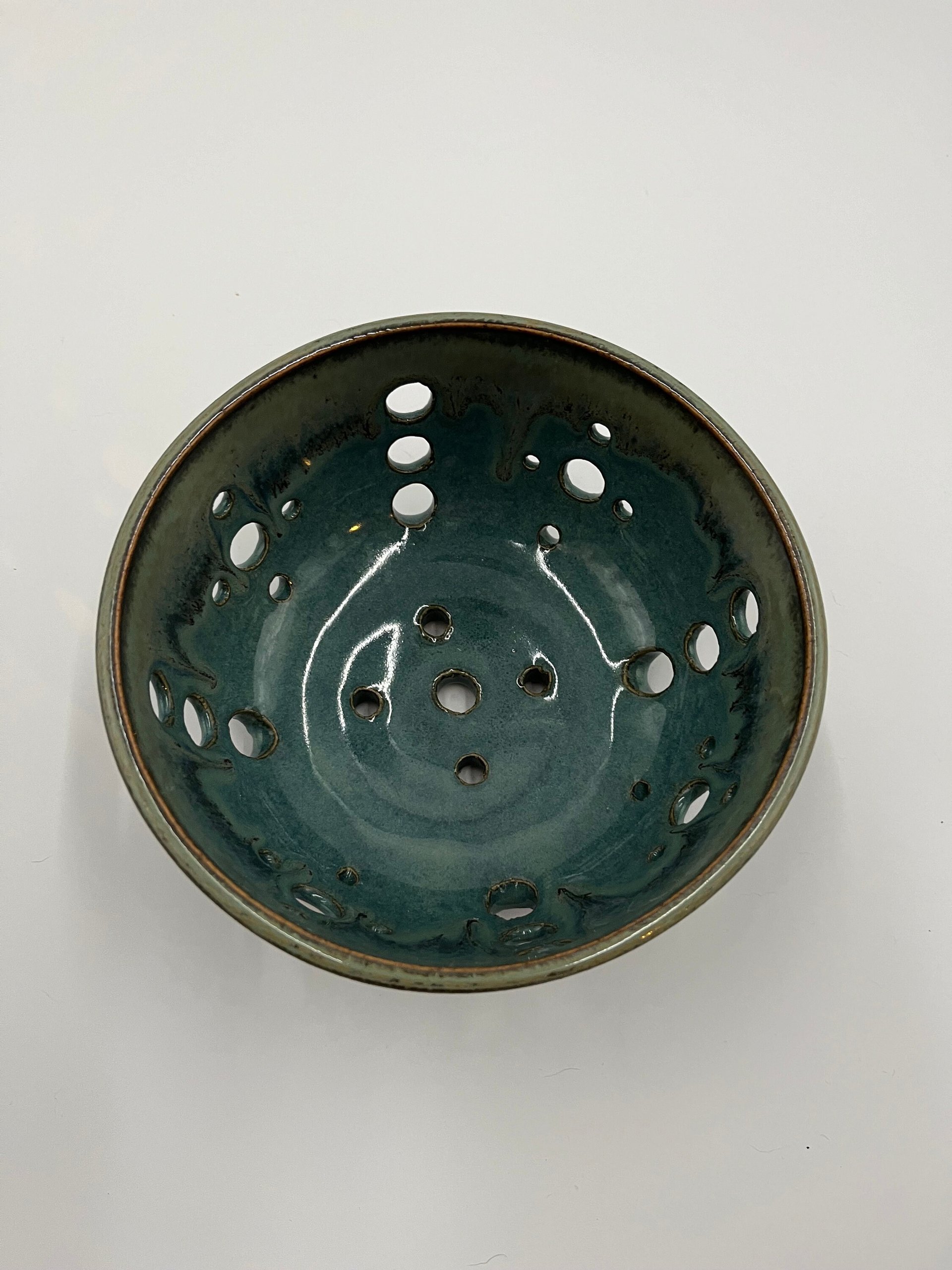 Hand-made Blue Green Berry Bowl and Plate