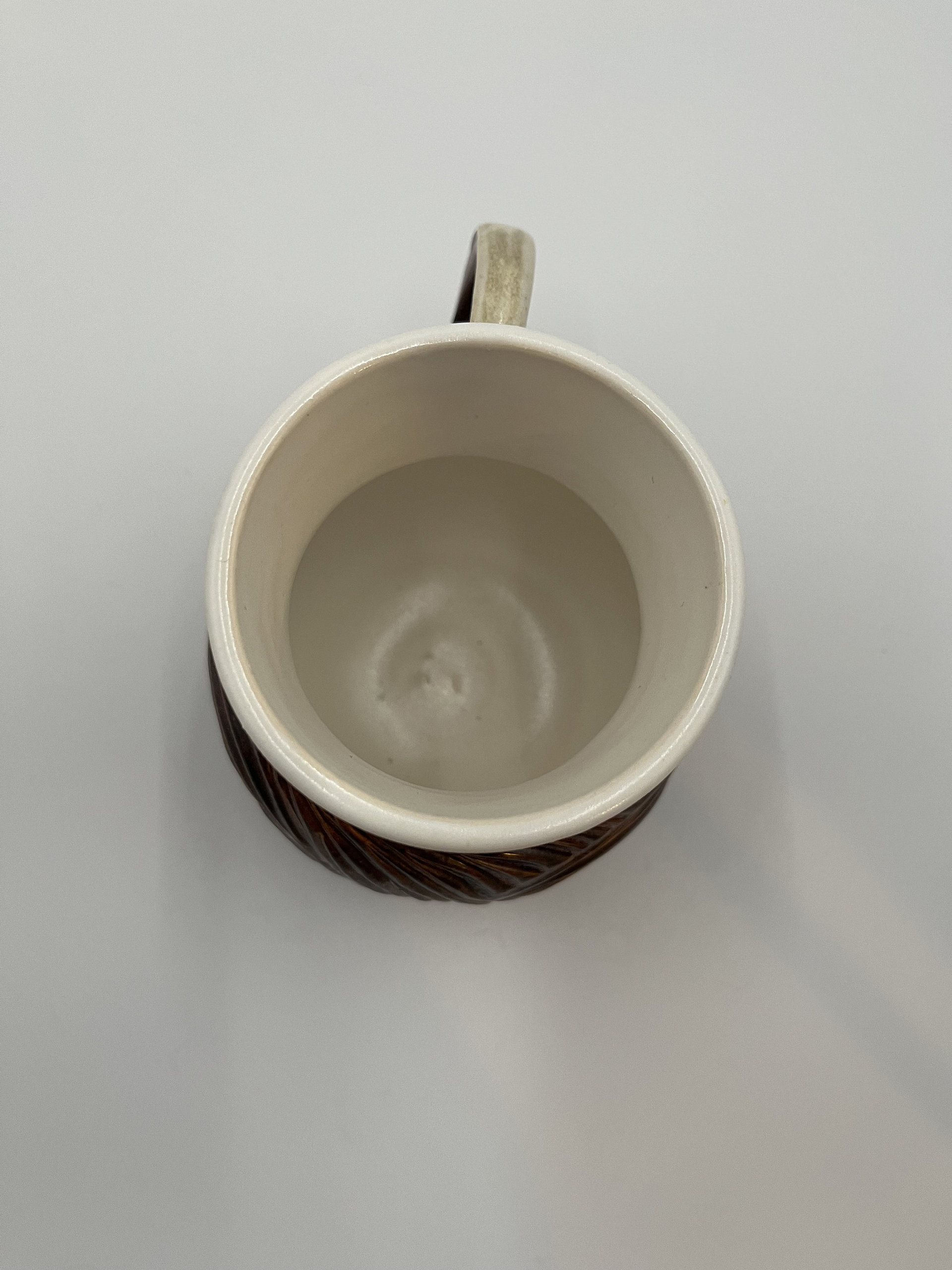 Large Handmade Carved Copper and White Mug