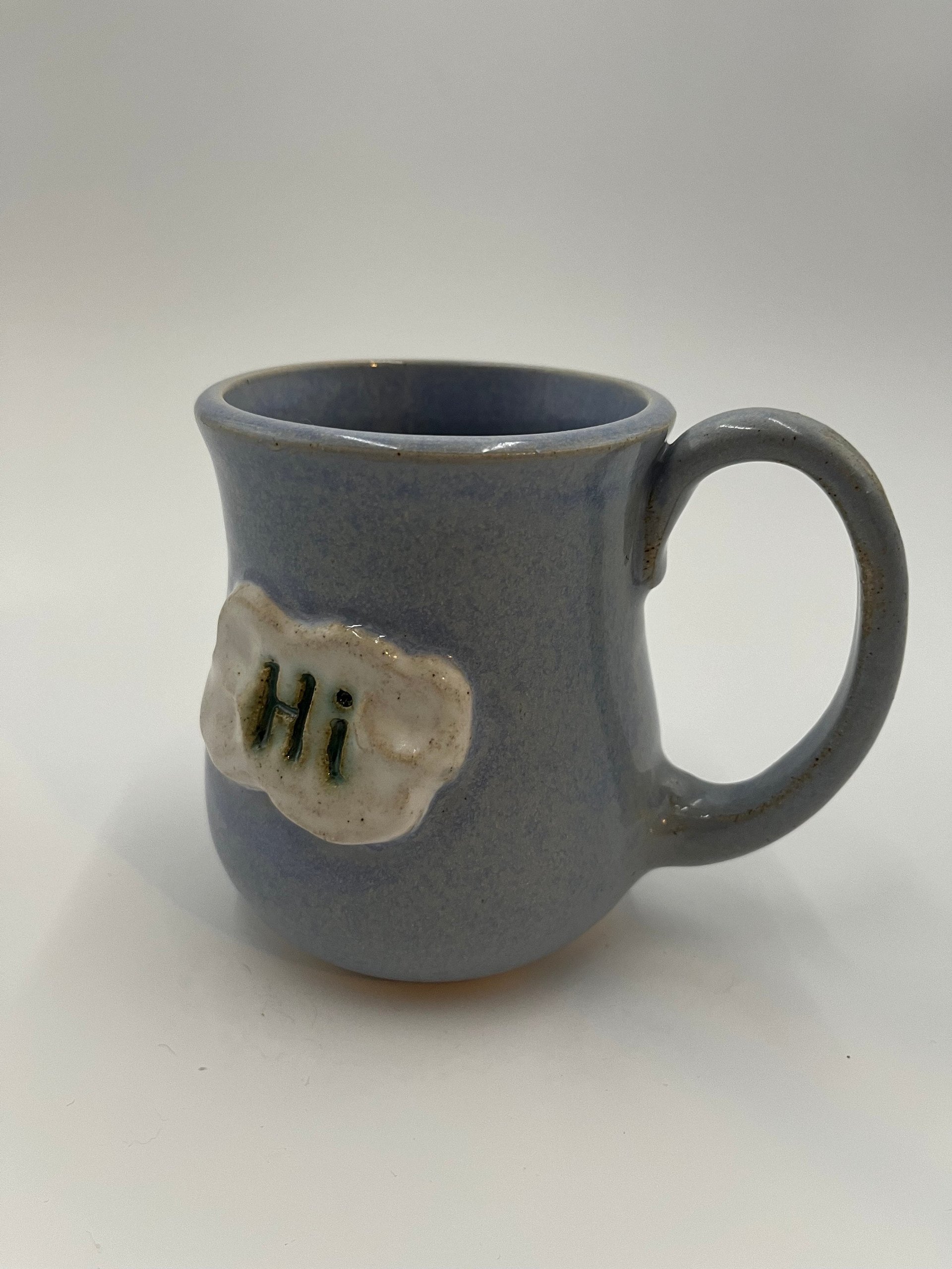Handmade Light Blue “HI” Ceramic Mug
